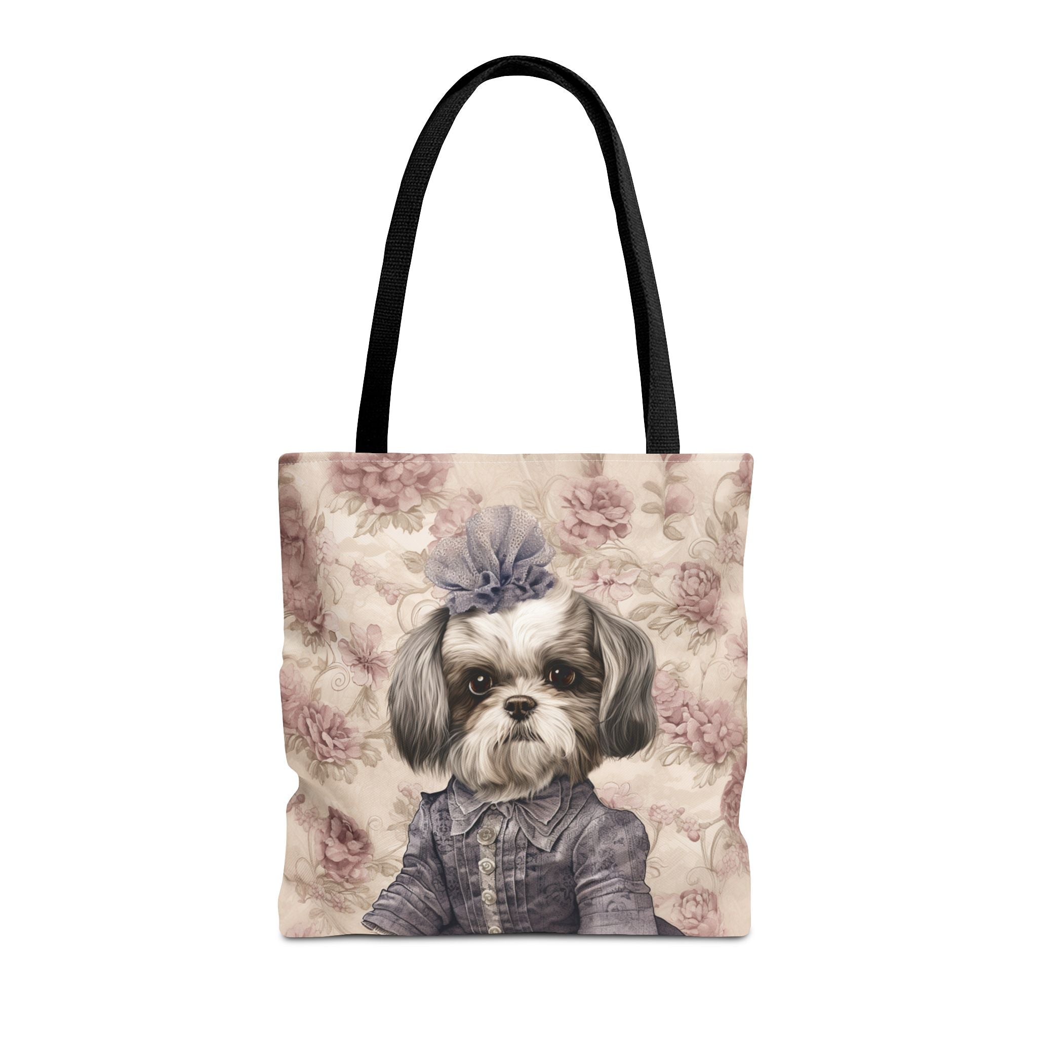 Shih Tzu Chic Floral Tote Bag: Elegant Canvas for Dog Lovers - Darwin & Rose