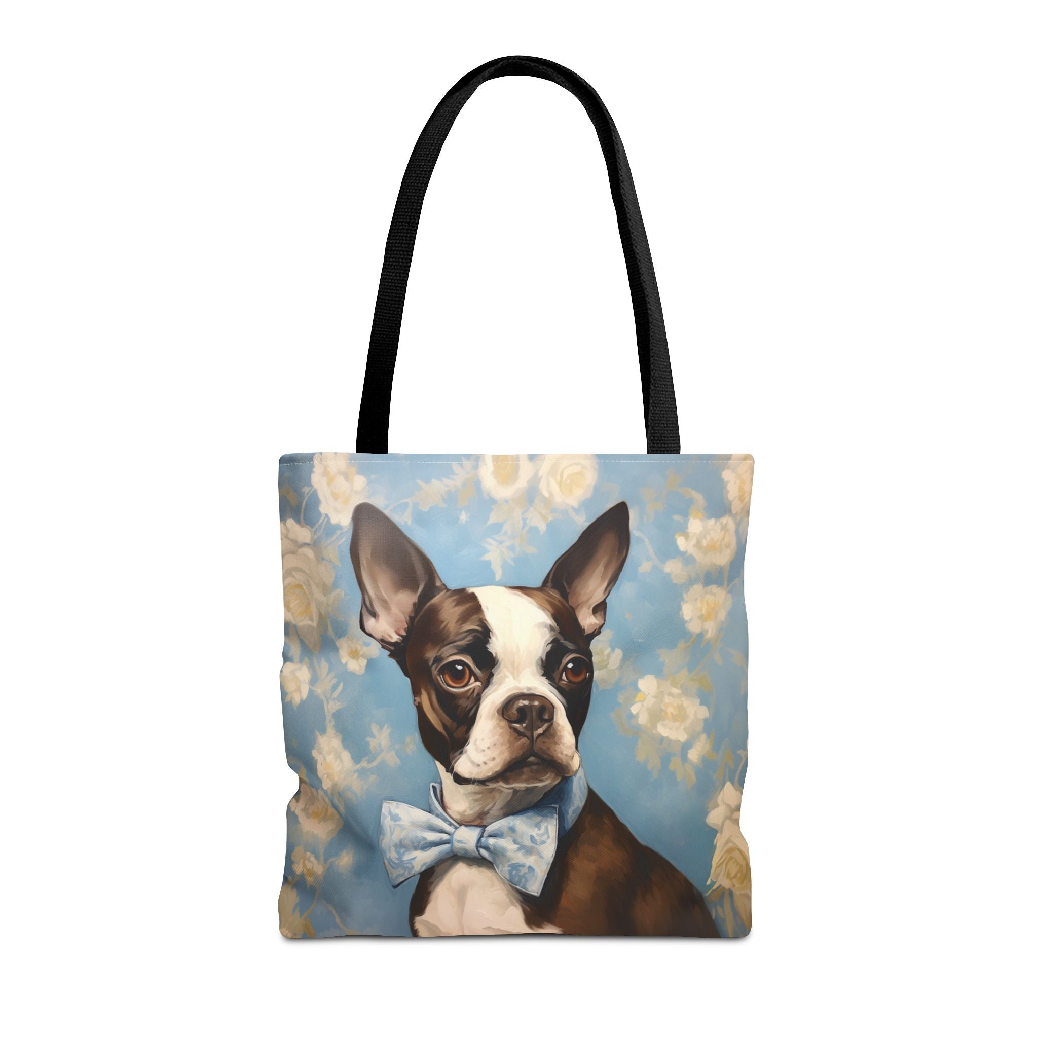 Sophisticated Boston Terrier Tote Bag with Floral Elegance - Darwin & Rose