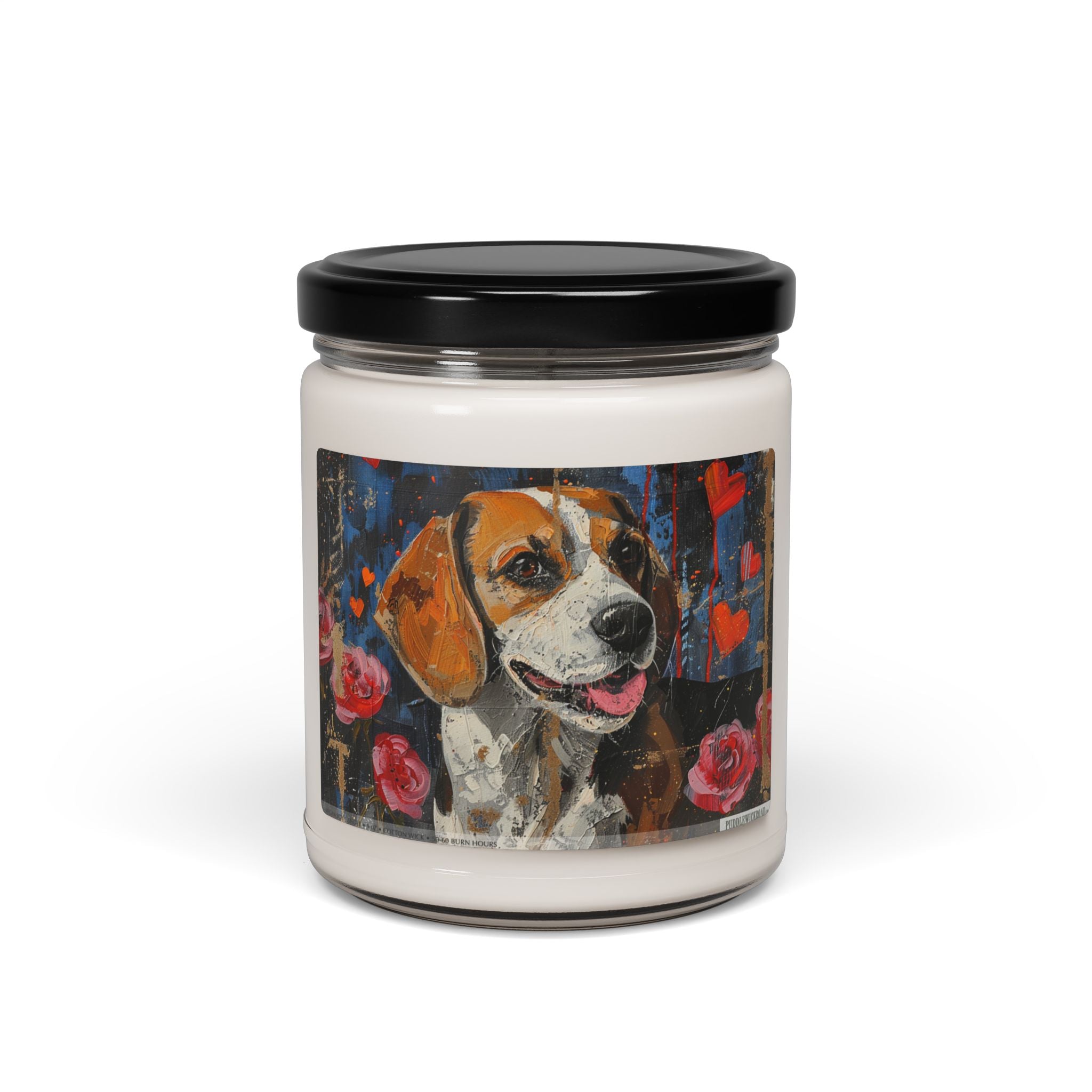 Beagle Love Candle - Heartwarming Art with Soy Scented Blend - Darwin & Rose