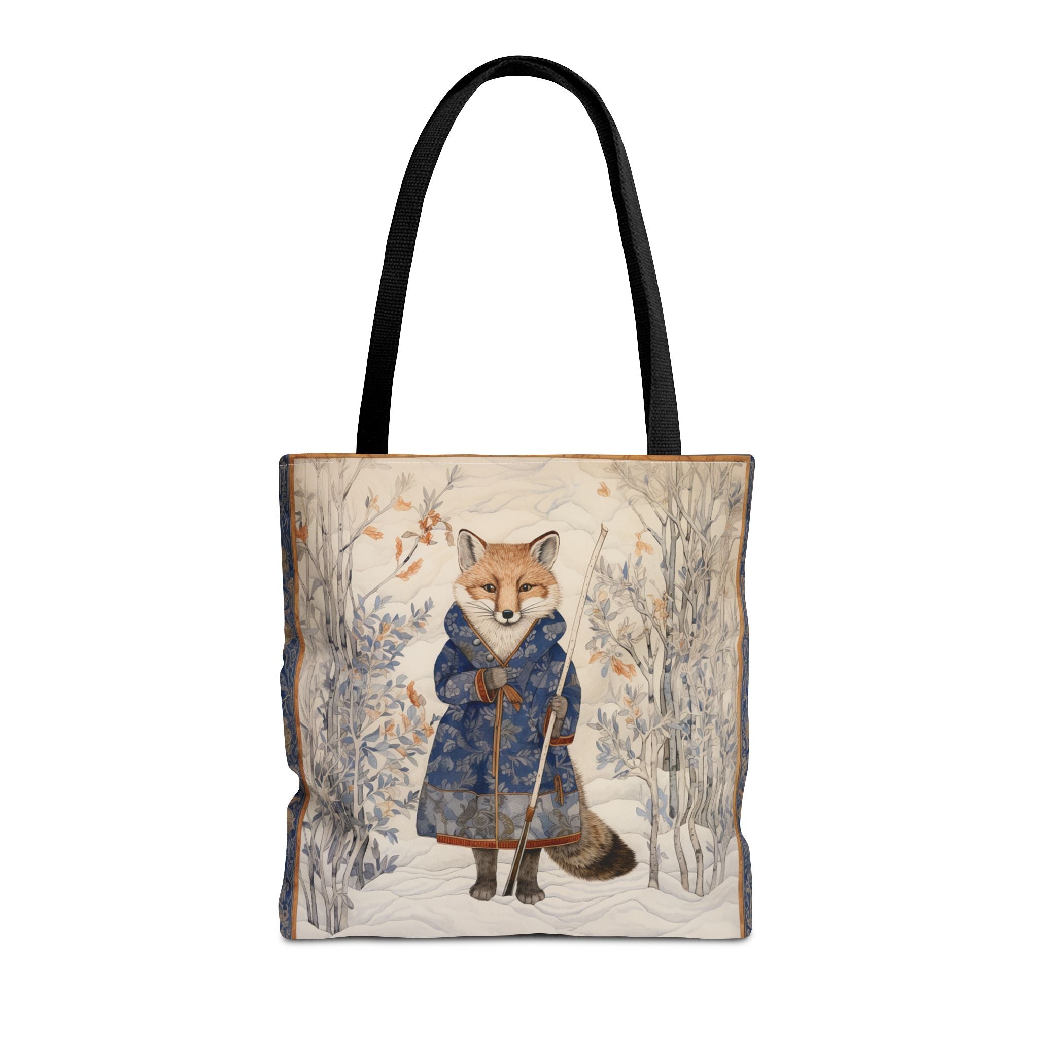 Winter Fox Meadow Tote Bag, Elegant Eco-Friendly Canvas for Nature Lovers - Darwin & Rose