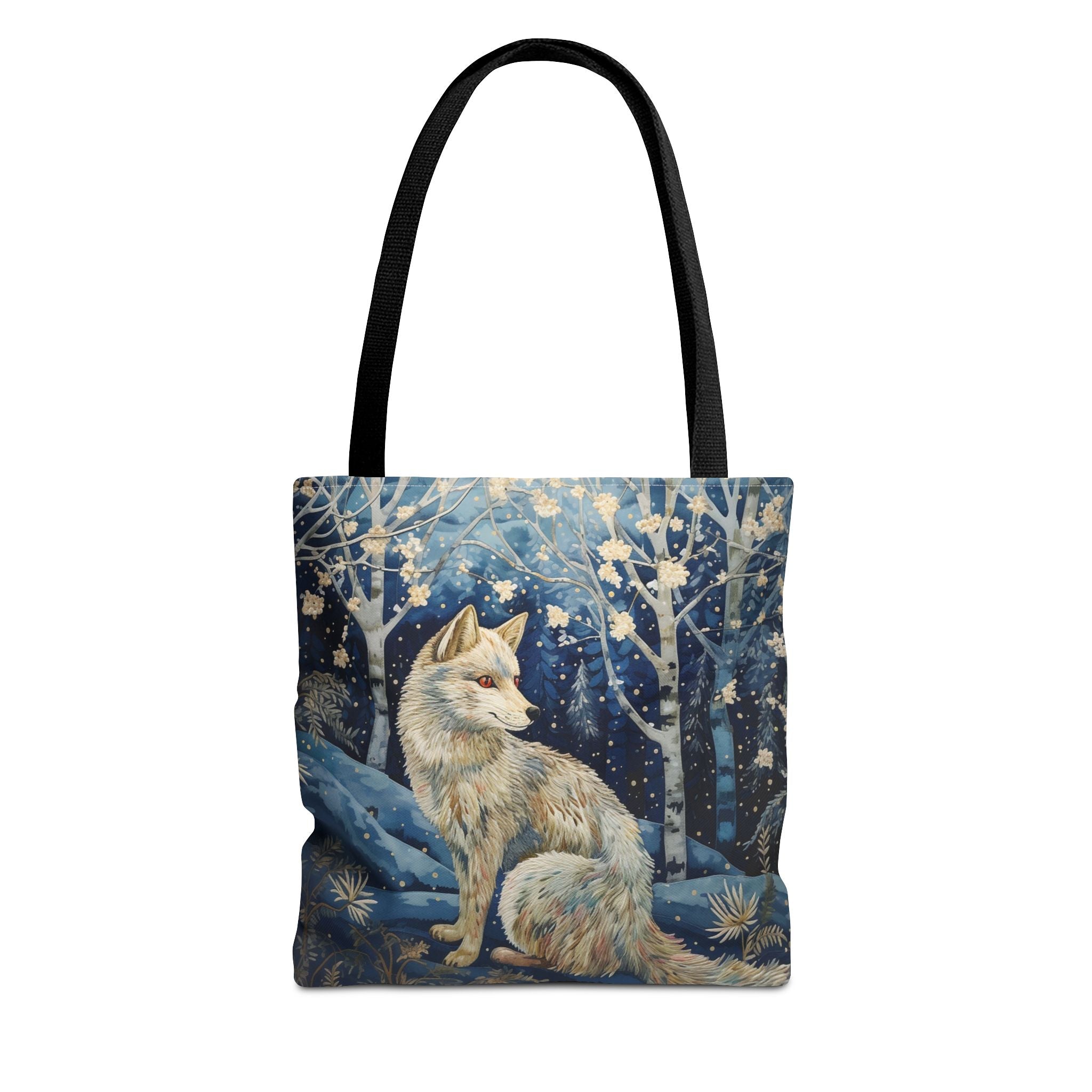 Winter White Wolf Tote Bag, Artistic Snowy Forest Design, Eco-Friendly - Darwin & Rose