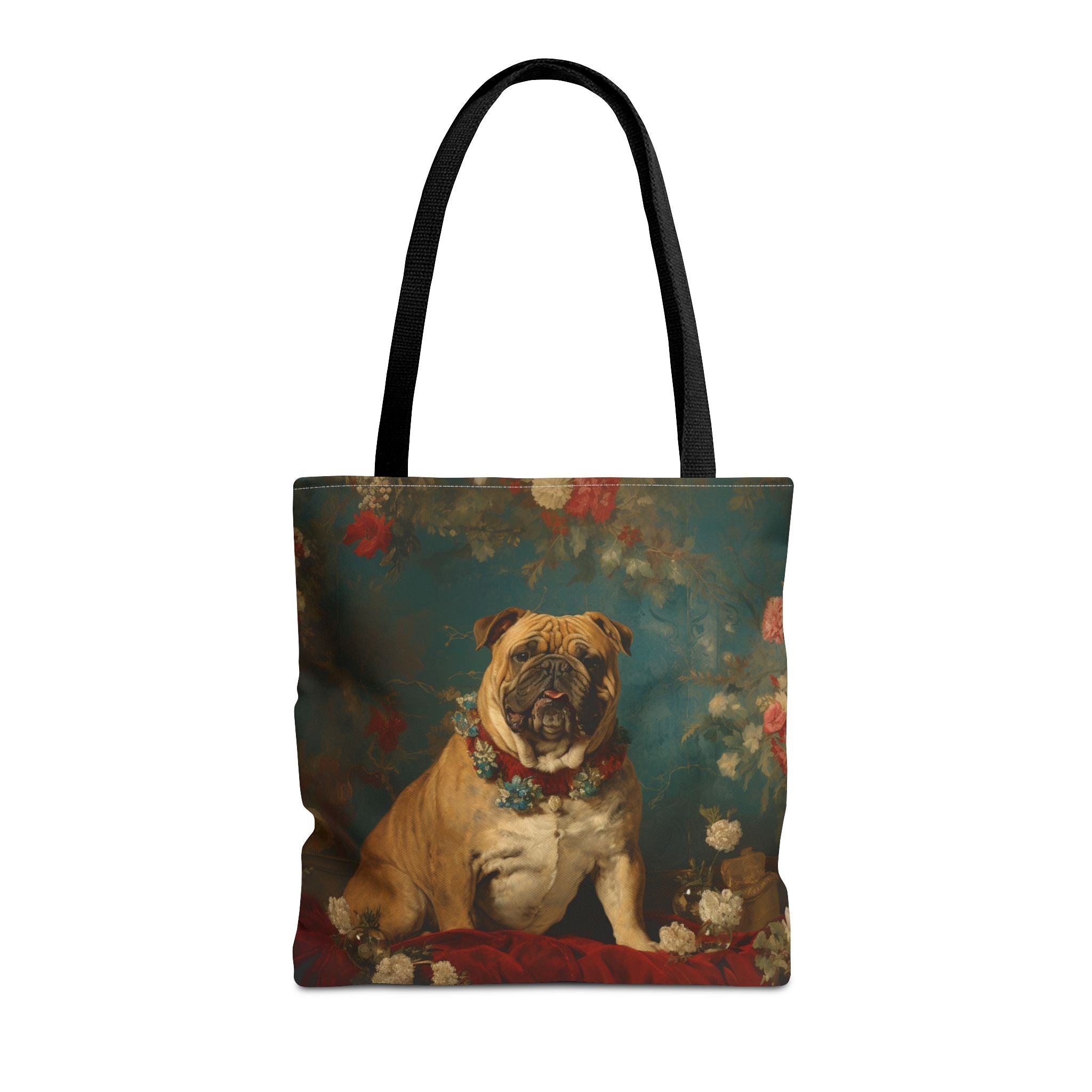 Regal Bulldog Floral Canvas Tote Bag, Chic Gift for Dog Lovers - Darwin & Rose