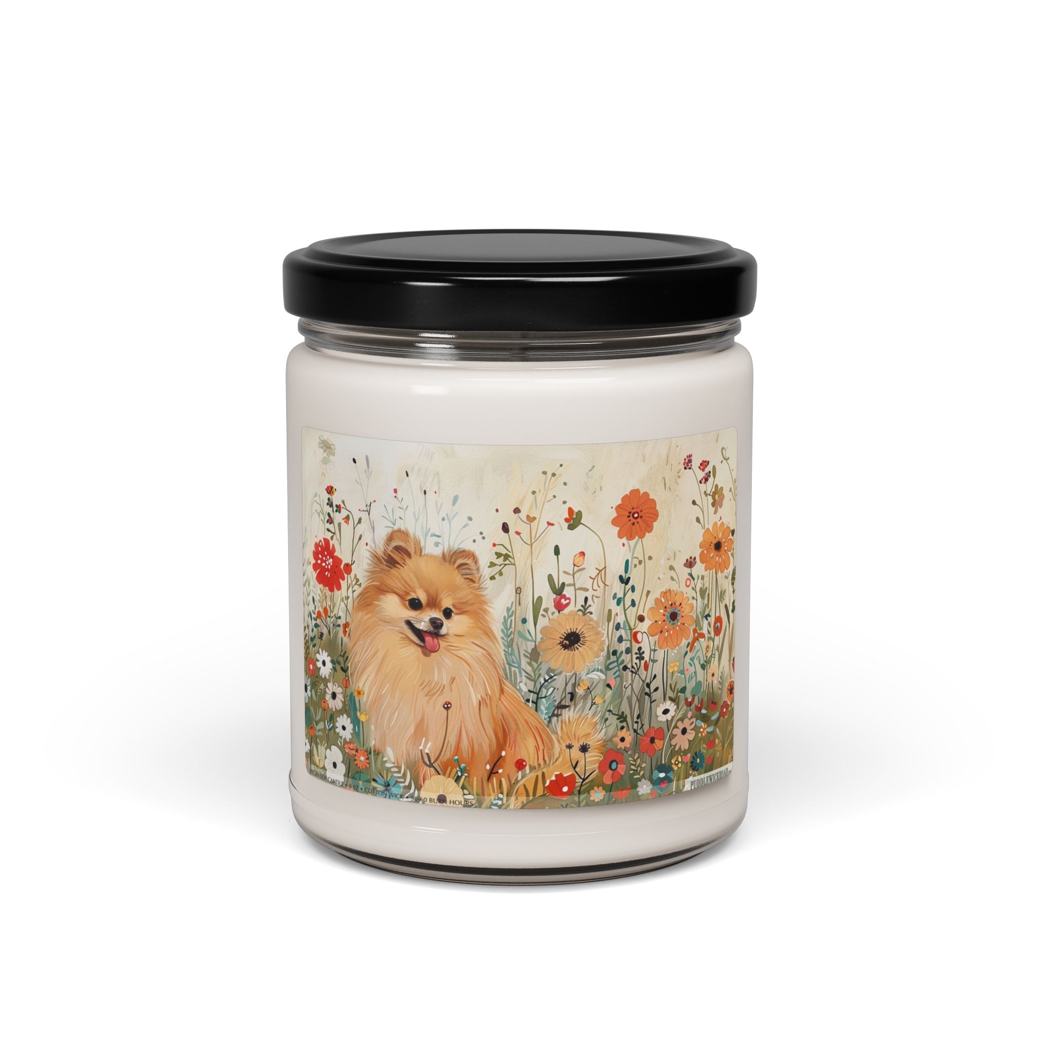 Sunny Pomeranian Candle - Floral Vintage Art Soy Gift - Darwin & Rose