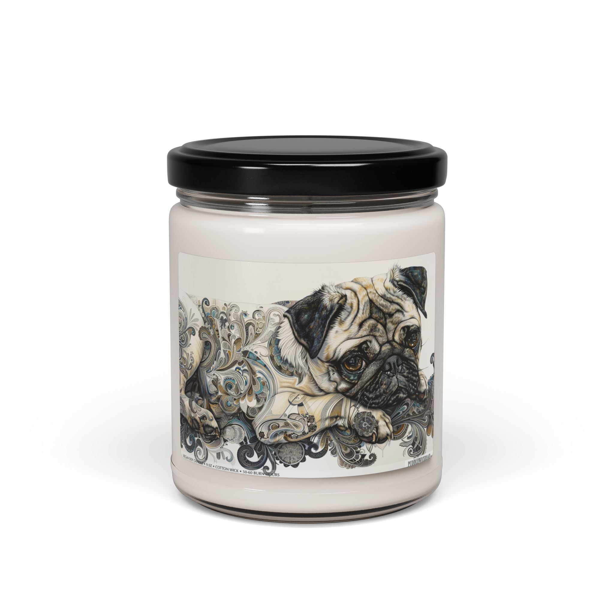 Artistic Pug Scented Candle - Vintage Dog Lover Gift - Darwin & Rose