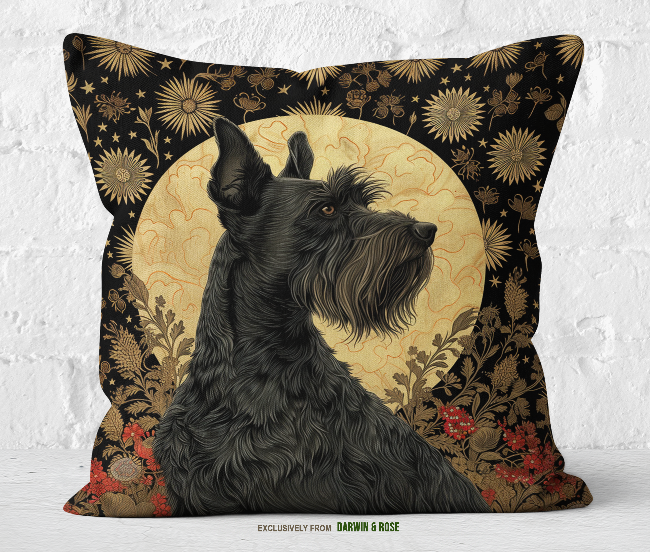 Scottish Elegance: Modern Black Scottish Terrier Throw Pillow