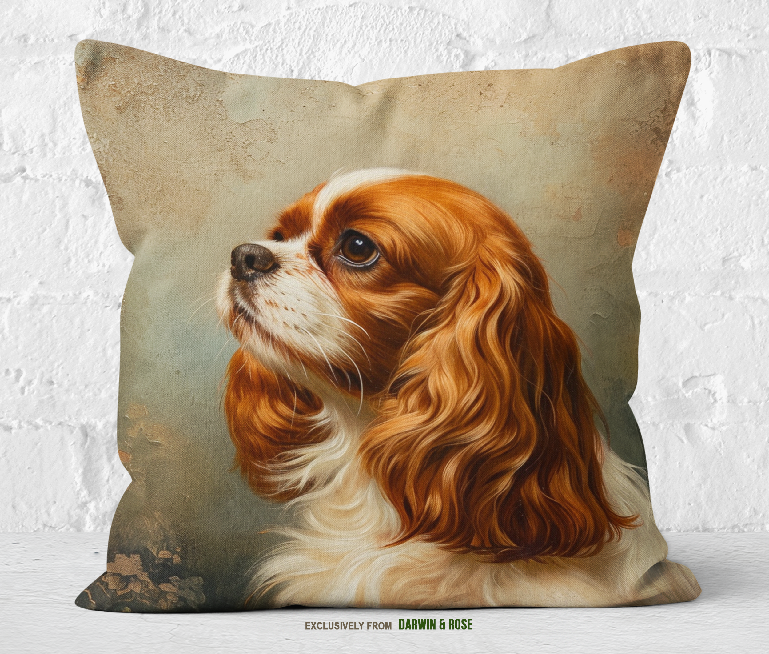 Cavalier King Charles Spaniel Vintage-Inspired Throw Pillow