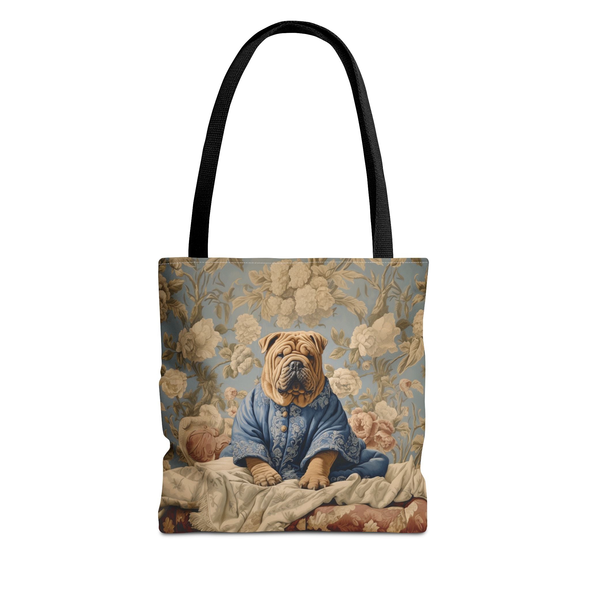 Shar Pei Royal Blossom Blue Tote Bag, Artistic Gift for Dog Lovers - Darwin & Rose