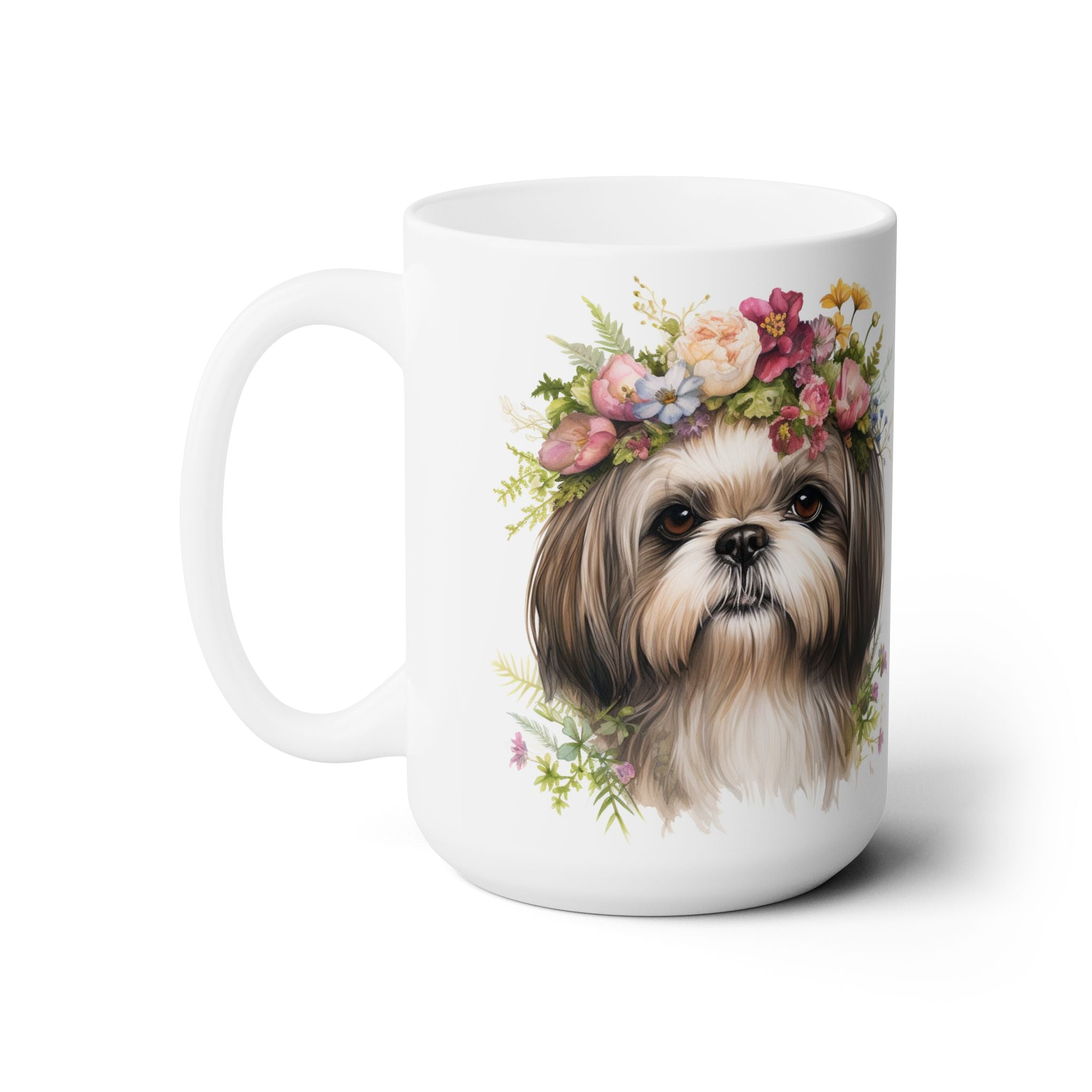 Shih Tzu Coffee Mug - Floral Dog Lover Gift, Adorable Pet Parent Keepsake - Darwin & Rose