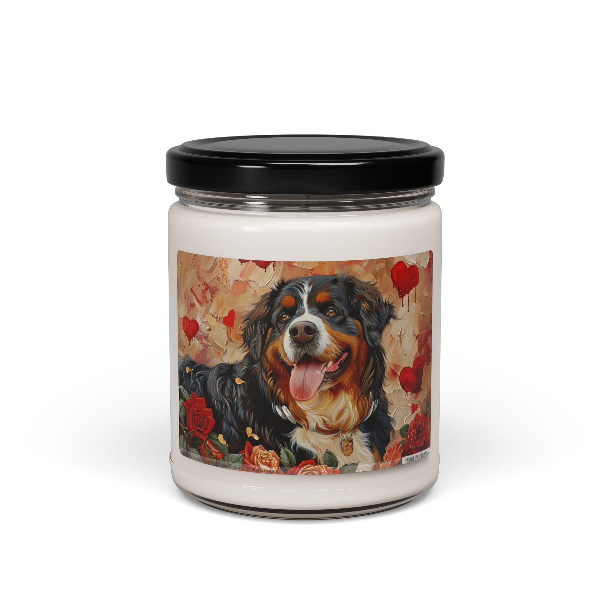 Bernese Mountain Dog Love Candle - Heartfelt Art & Cozy Scents - Darwin & Rose