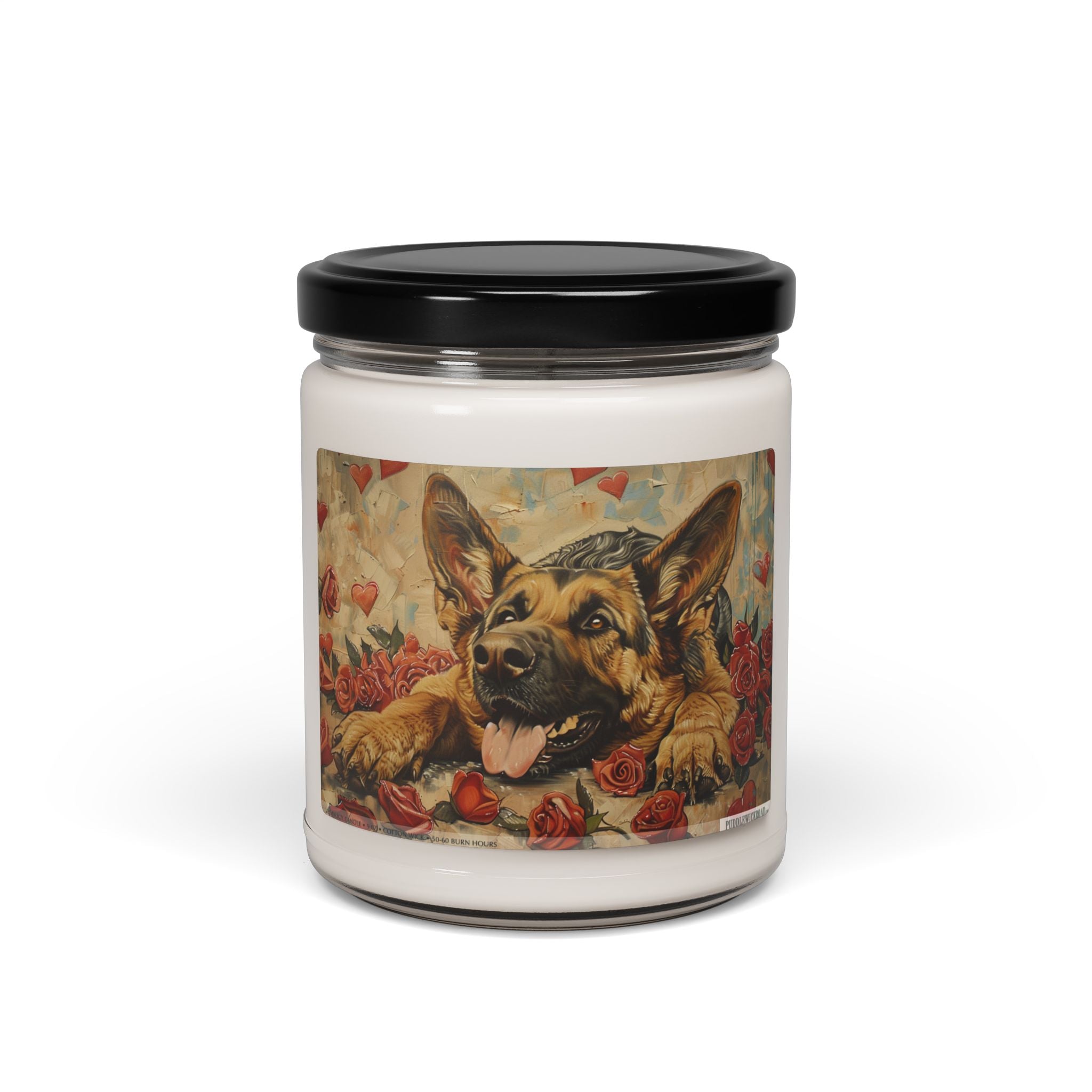 German Shepherd Candle - Vintage Art Soy Wax Gift for Dog Lovers - Darwin & Rose