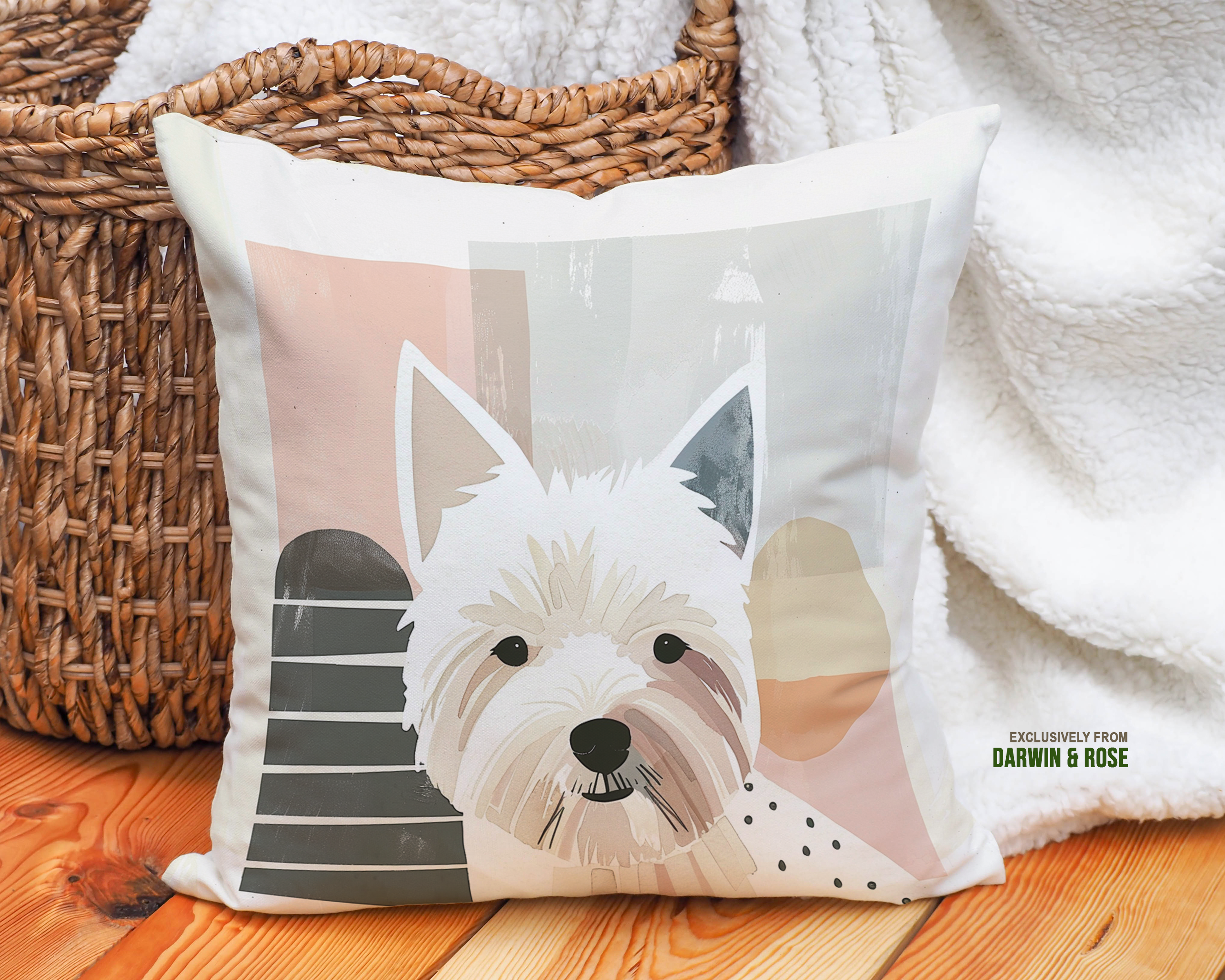West Highland White Terrier Modern Abstract Throw Pillow