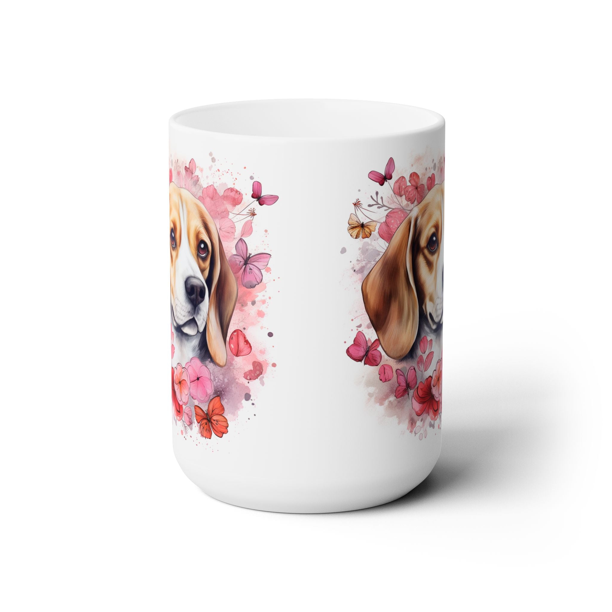 Beagle Bliss Mug - Floral Art Dog Lover's Coffee Cup - Darwin & Rose