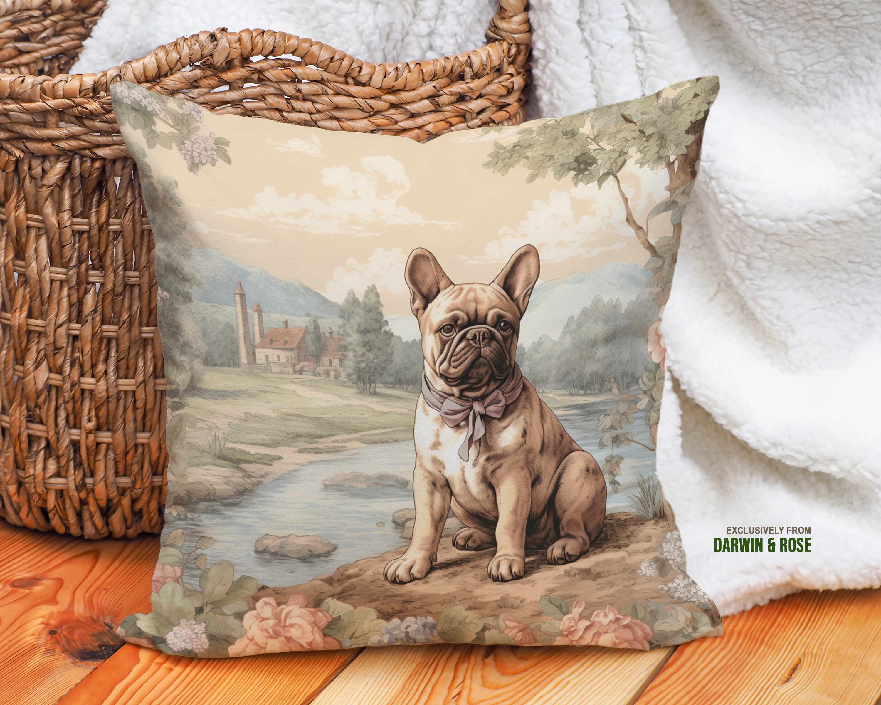 French Bulldog Vintage Charm Throw Pillow