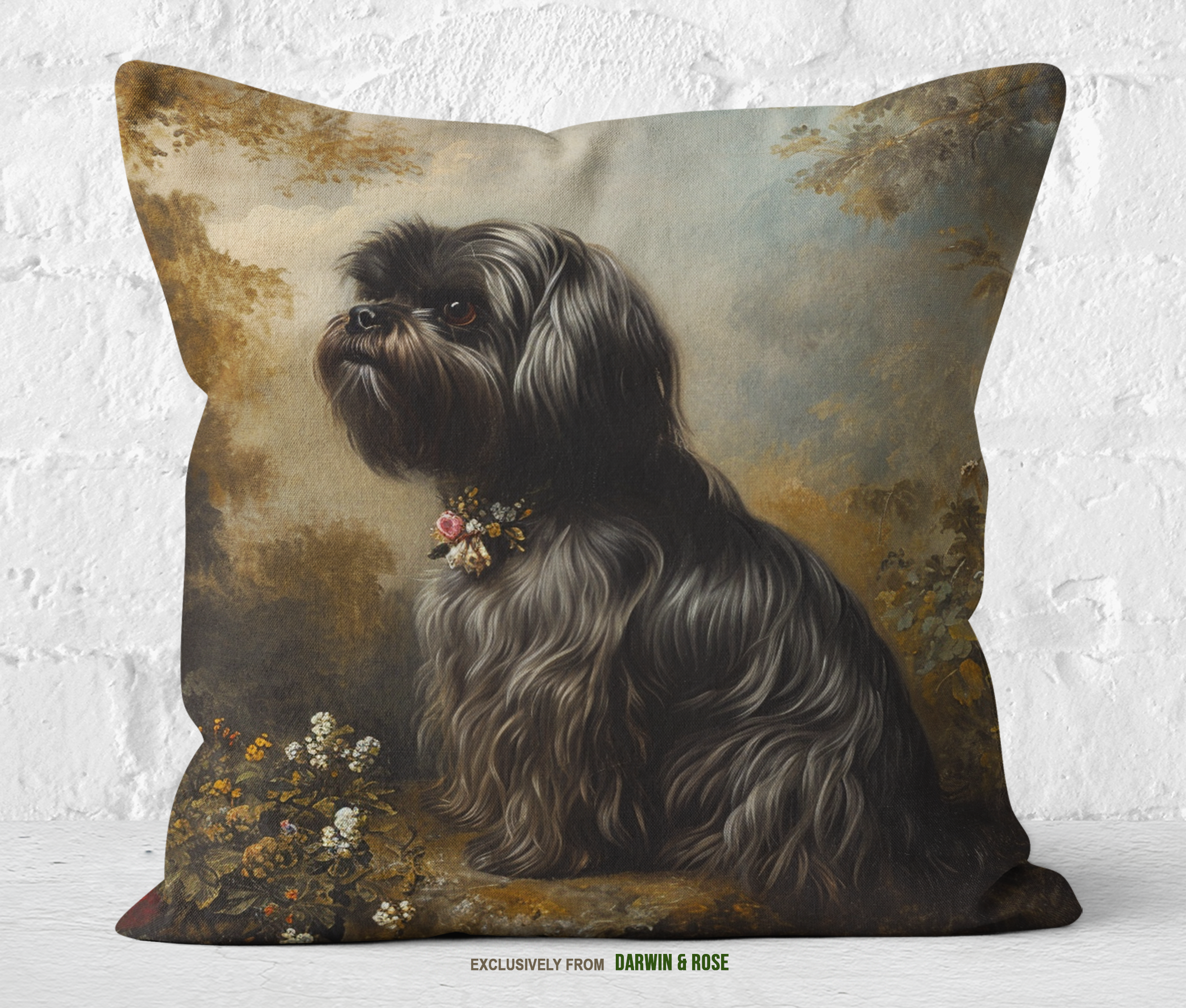 Victorian Elegance Shih Tzu Throw Pillow – Timeless Home Décor Accent