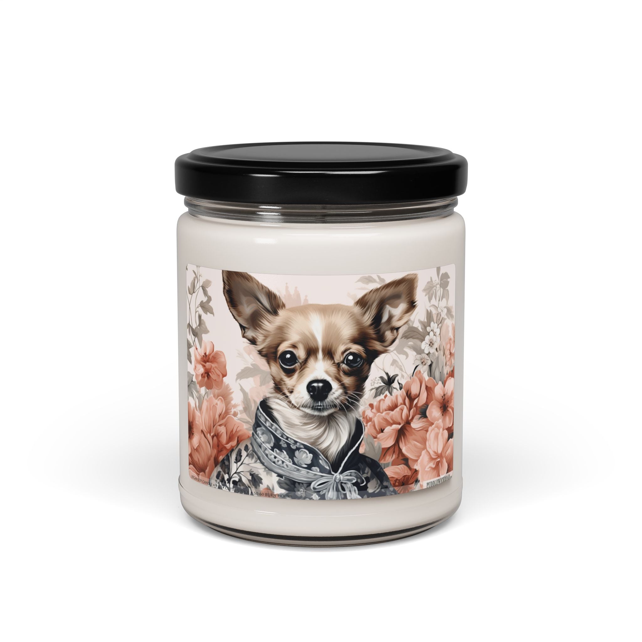 Chic Chihuahua Candle Gift - Floral Art Soy Wax Decor - Darwin & Rose