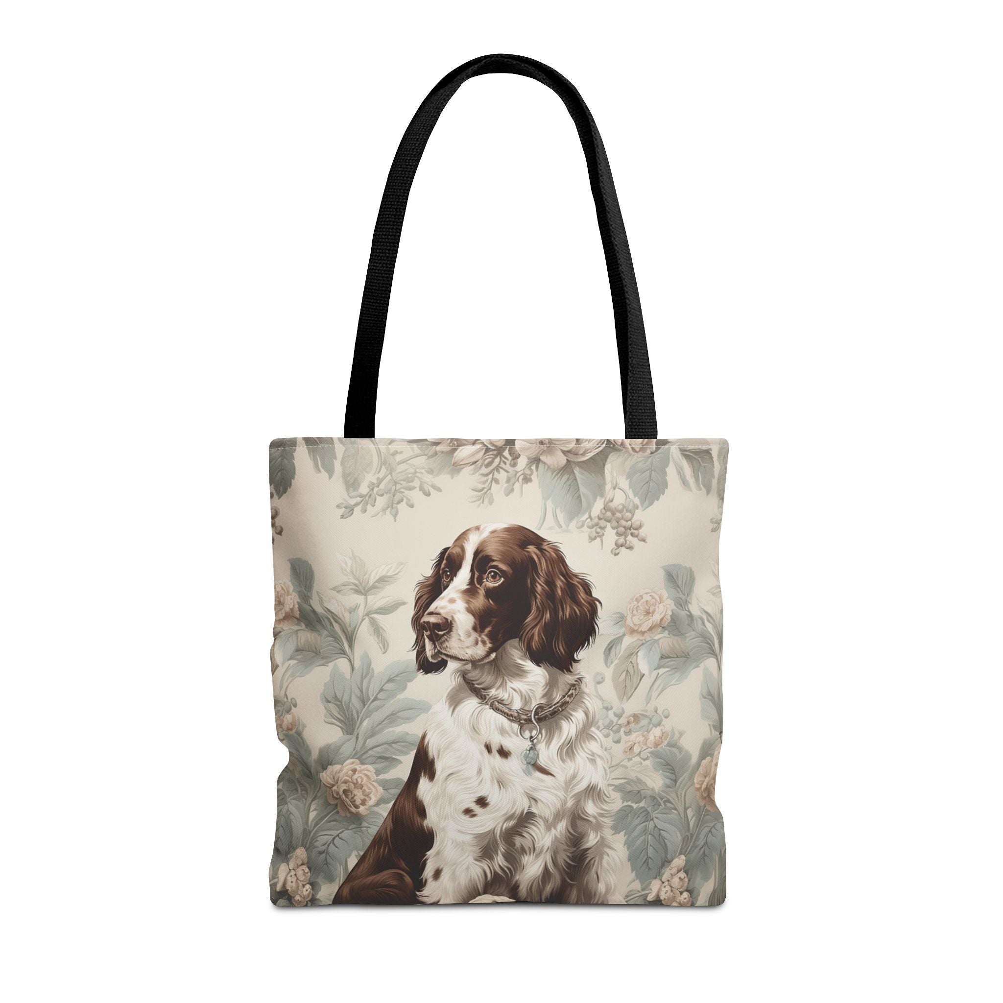 Liver and White Springer Spaniel Tote Bag with Floral Design - Darwin & Rose