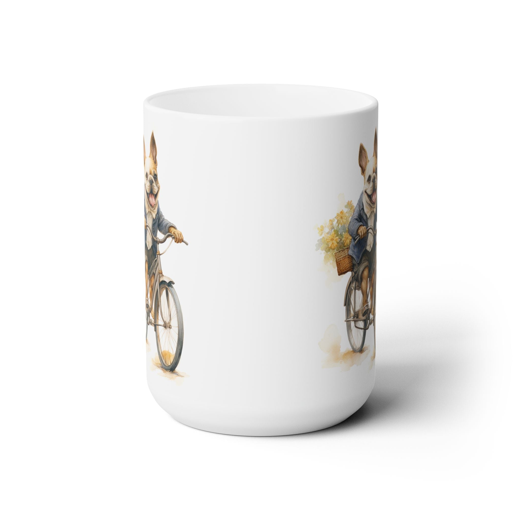 Frenchie on Bicycle Coffee Mug - Cute French Bulldog Gift for Dog Lovers - Darwin & Rose