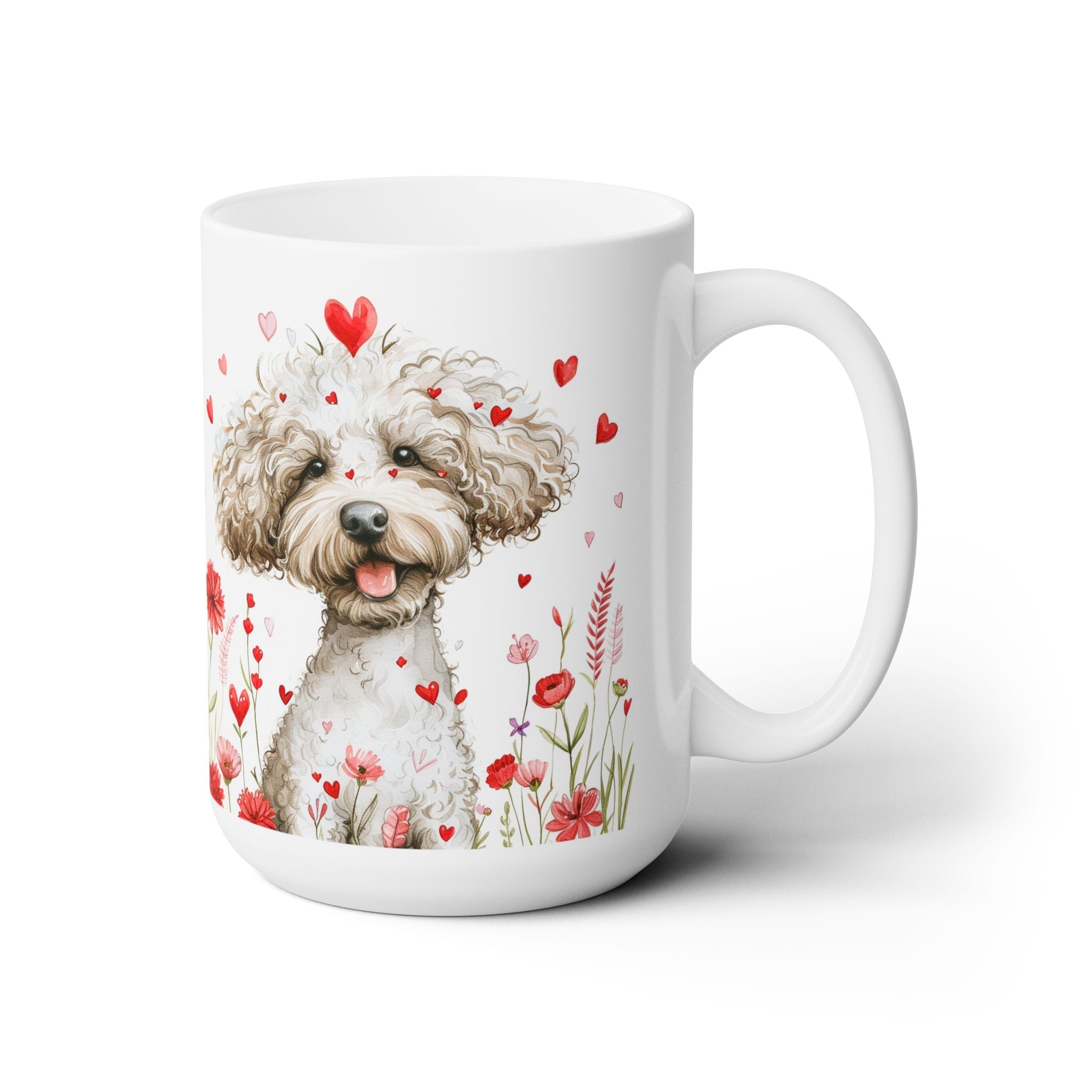 Poodle Lover Valentine's Day Coffee Mug - Adorable Floral Design - Darwin & Rose