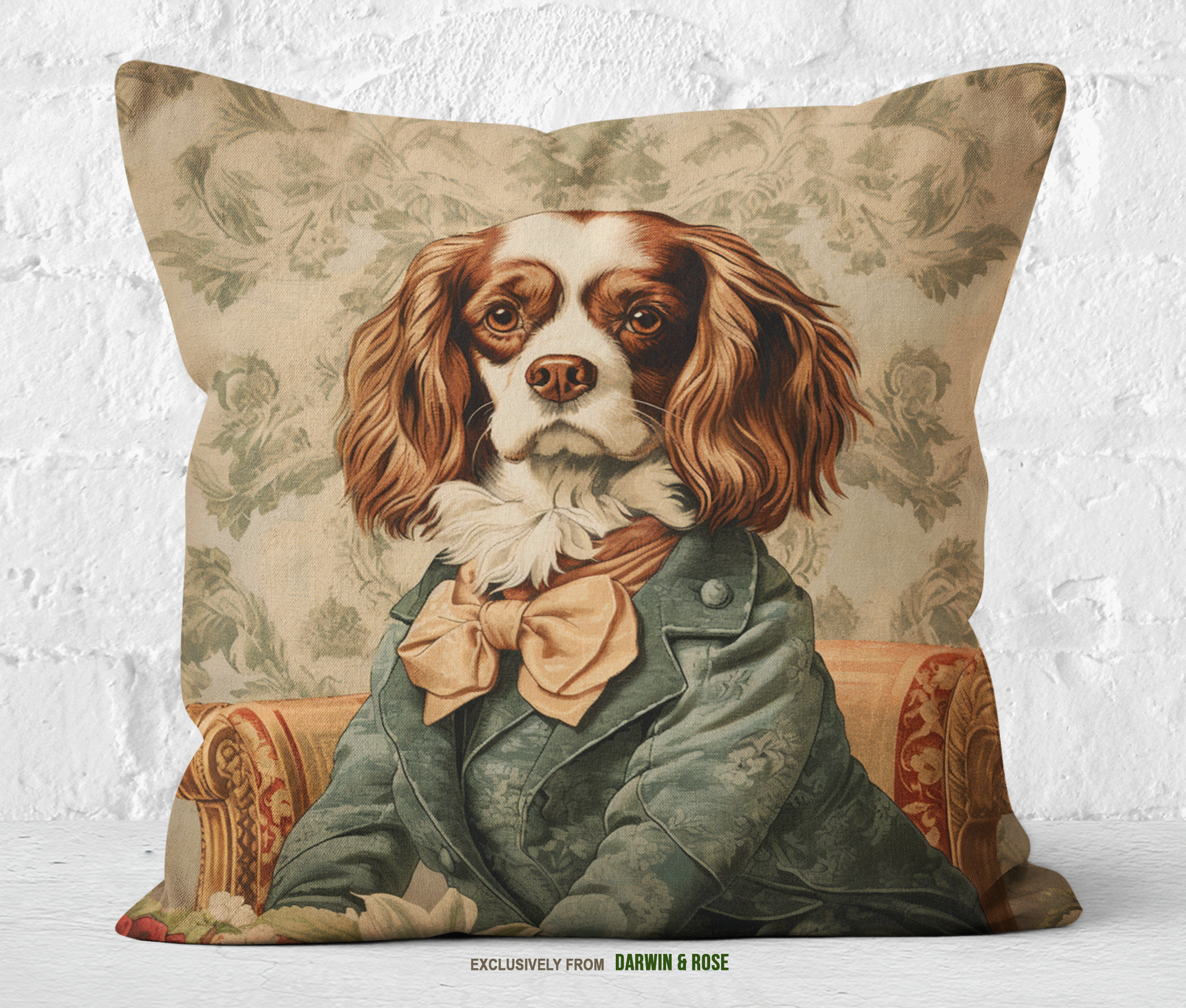 Cavalier King Charles Spaniel Victorian Elegance Throw Pillow
