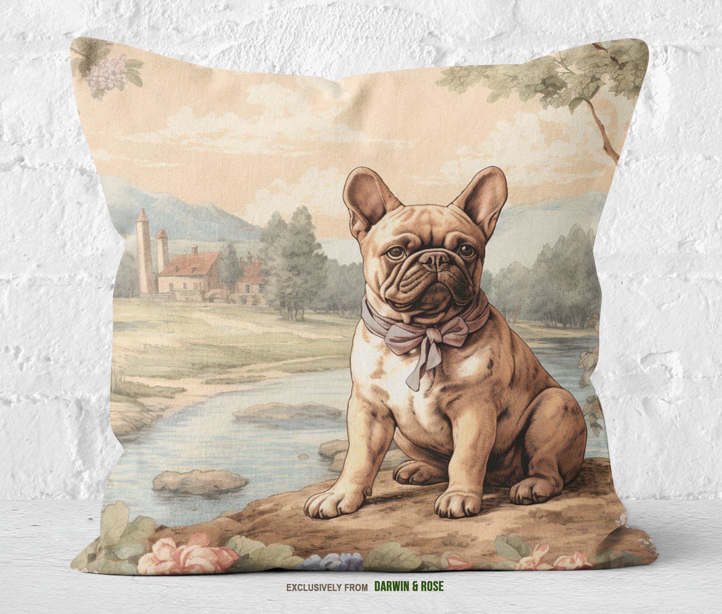 French Bulldog Vintage Charm Throw Pillow