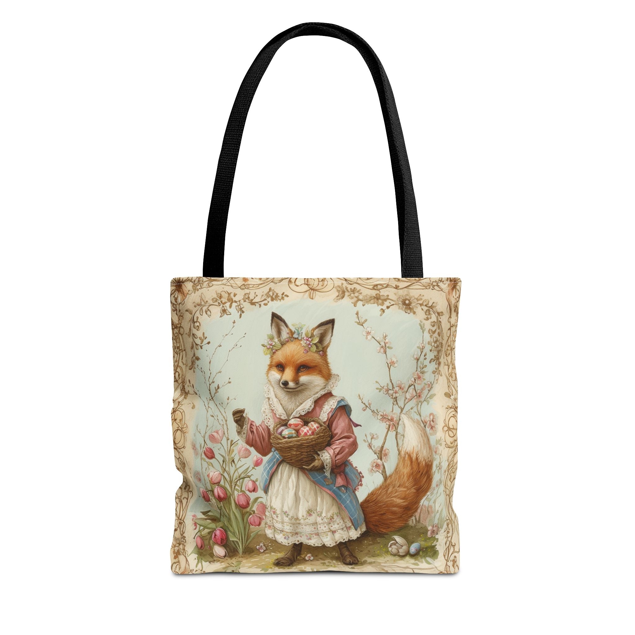 Easter Fox Tote Bag with Tulip Garden, Eco-Friendly Market Bag - Darwin & Rose