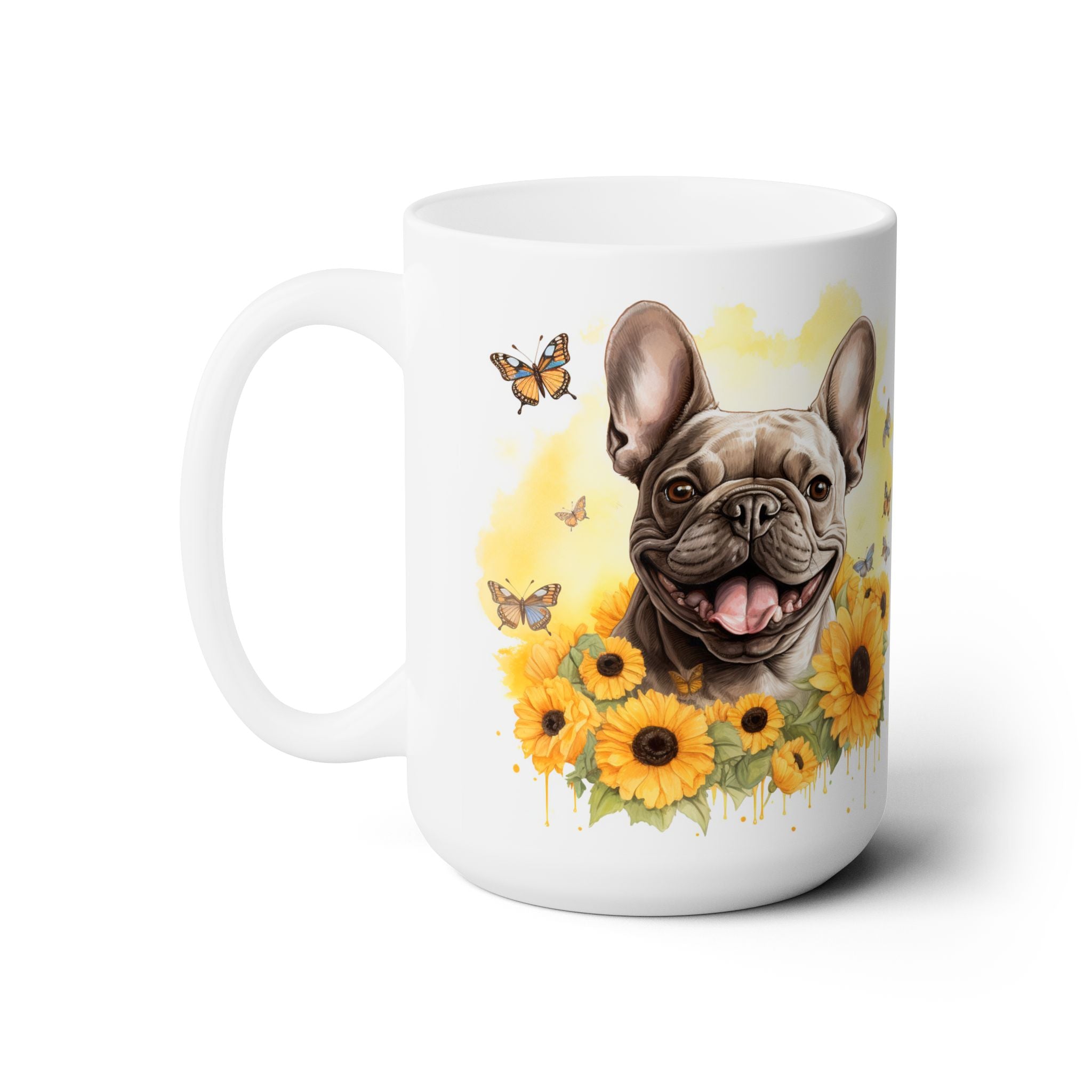 Frenchie Bliss Mug with Sunflowers and Butterflies - Darwin & Rose