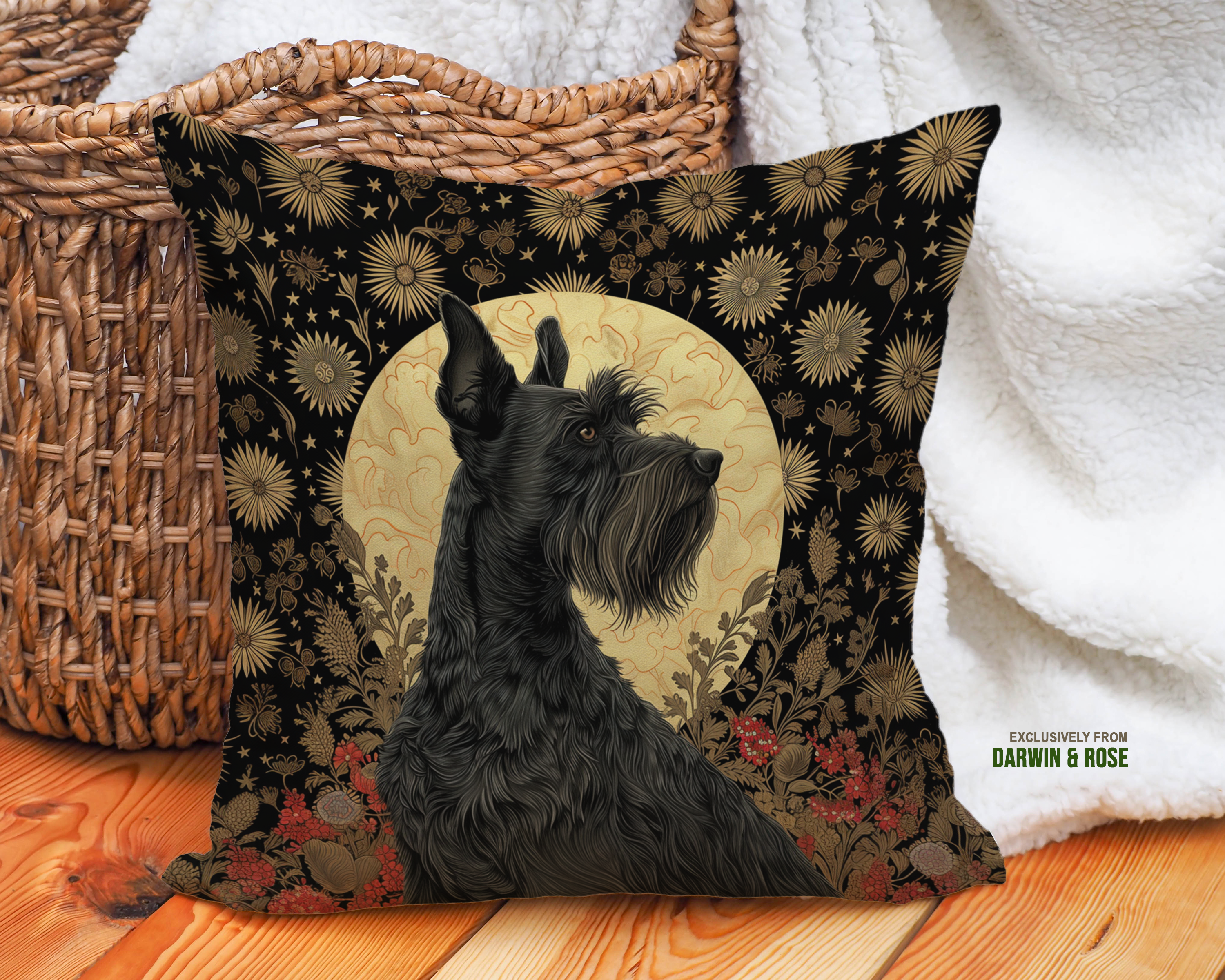Scottish Elegance: Modern Black Scottish Terrier Throw Pillow