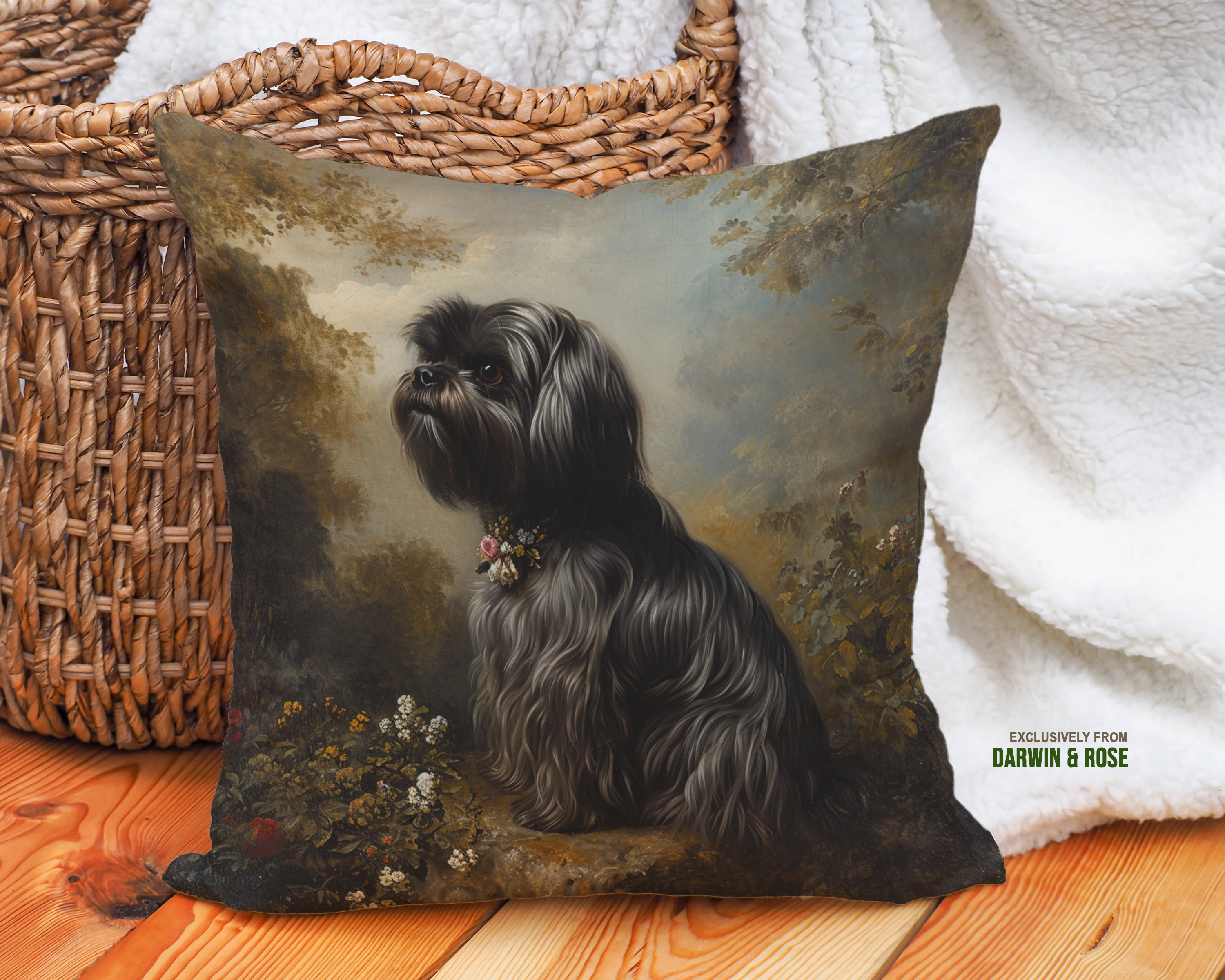 Victorian Elegance Shih Tzu Throw Pillow – Timeless Home Décor Accent