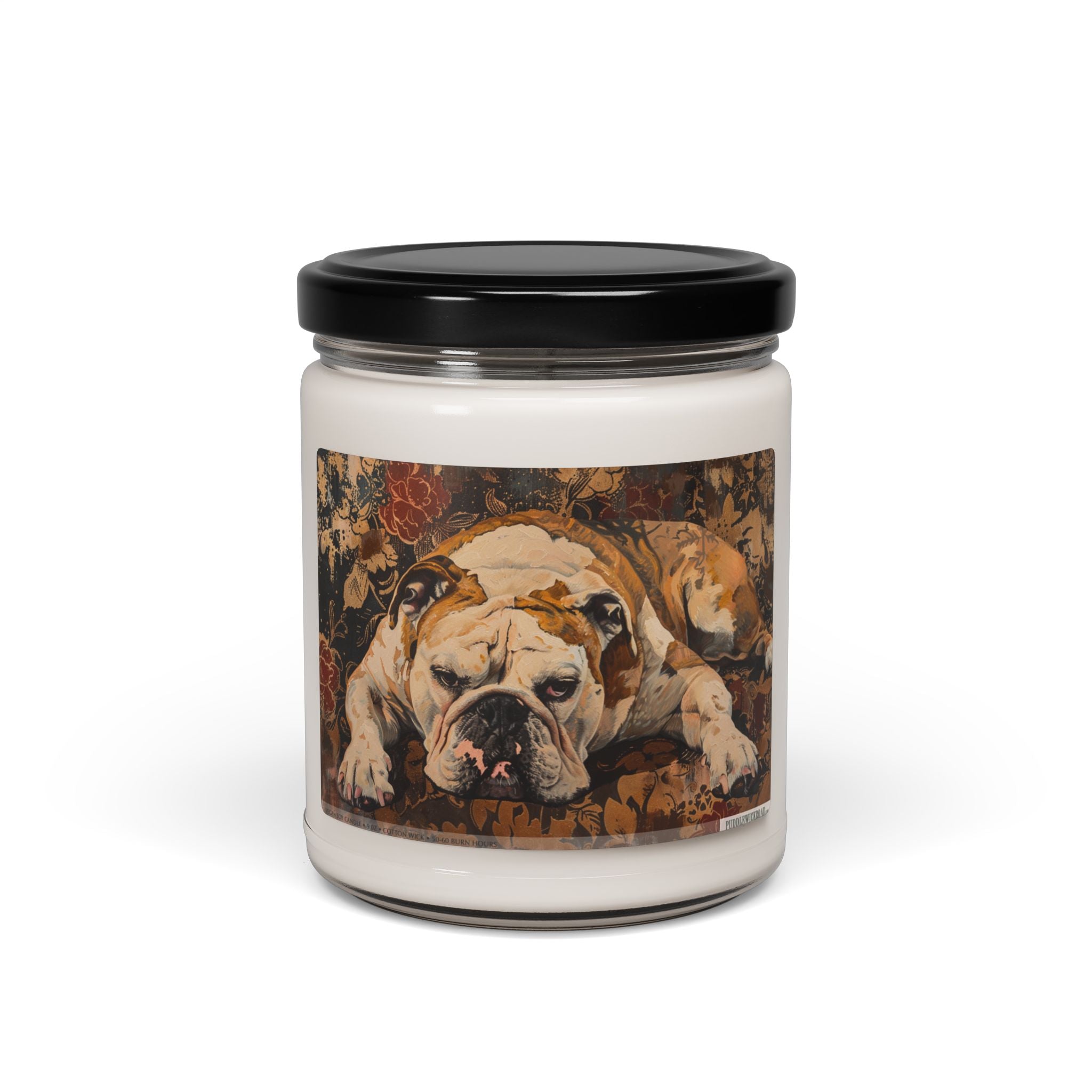 English Bulldog Vintage Art Candle - Pet Lover Gift & Memorial Idea - Darwin & Rose