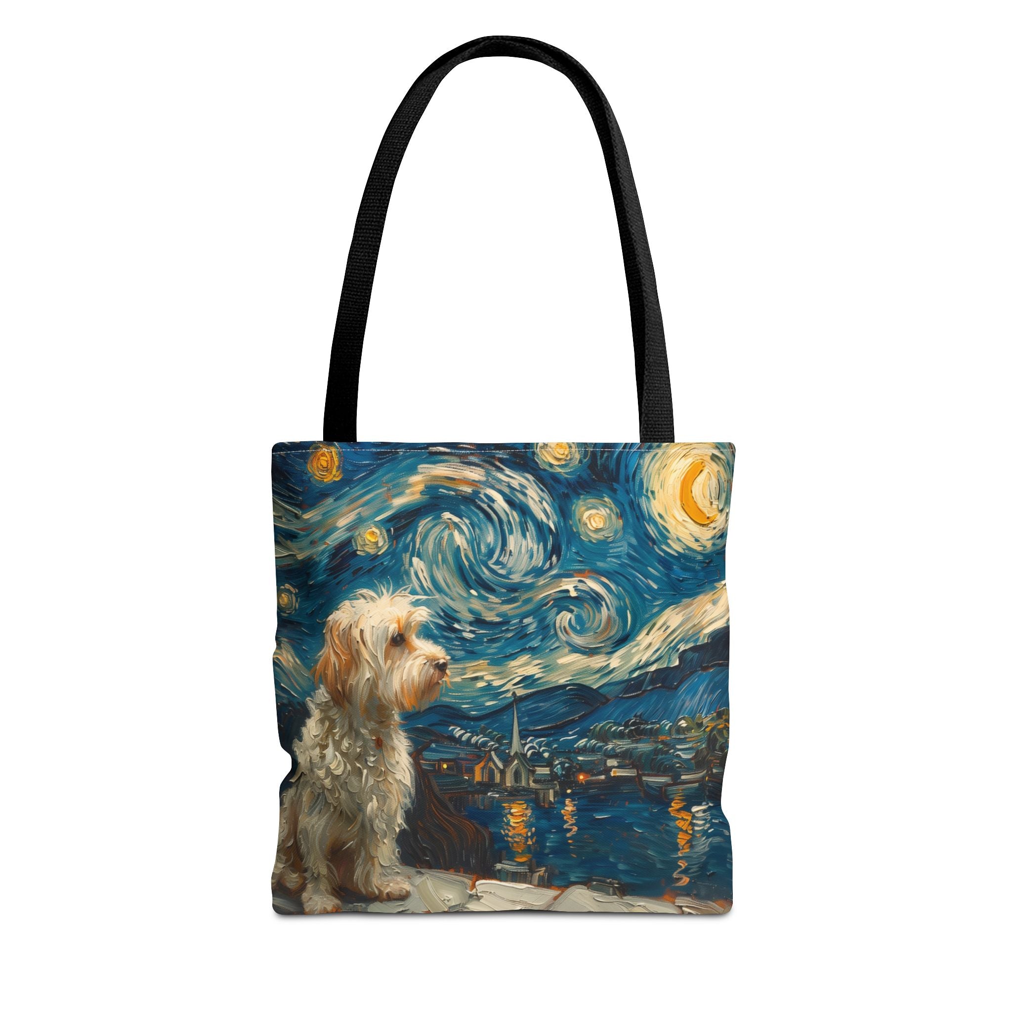 Starry Night Doodle Dog Tote Bag, Artistic Eco-Friendly Shopper - Darwin & Rose