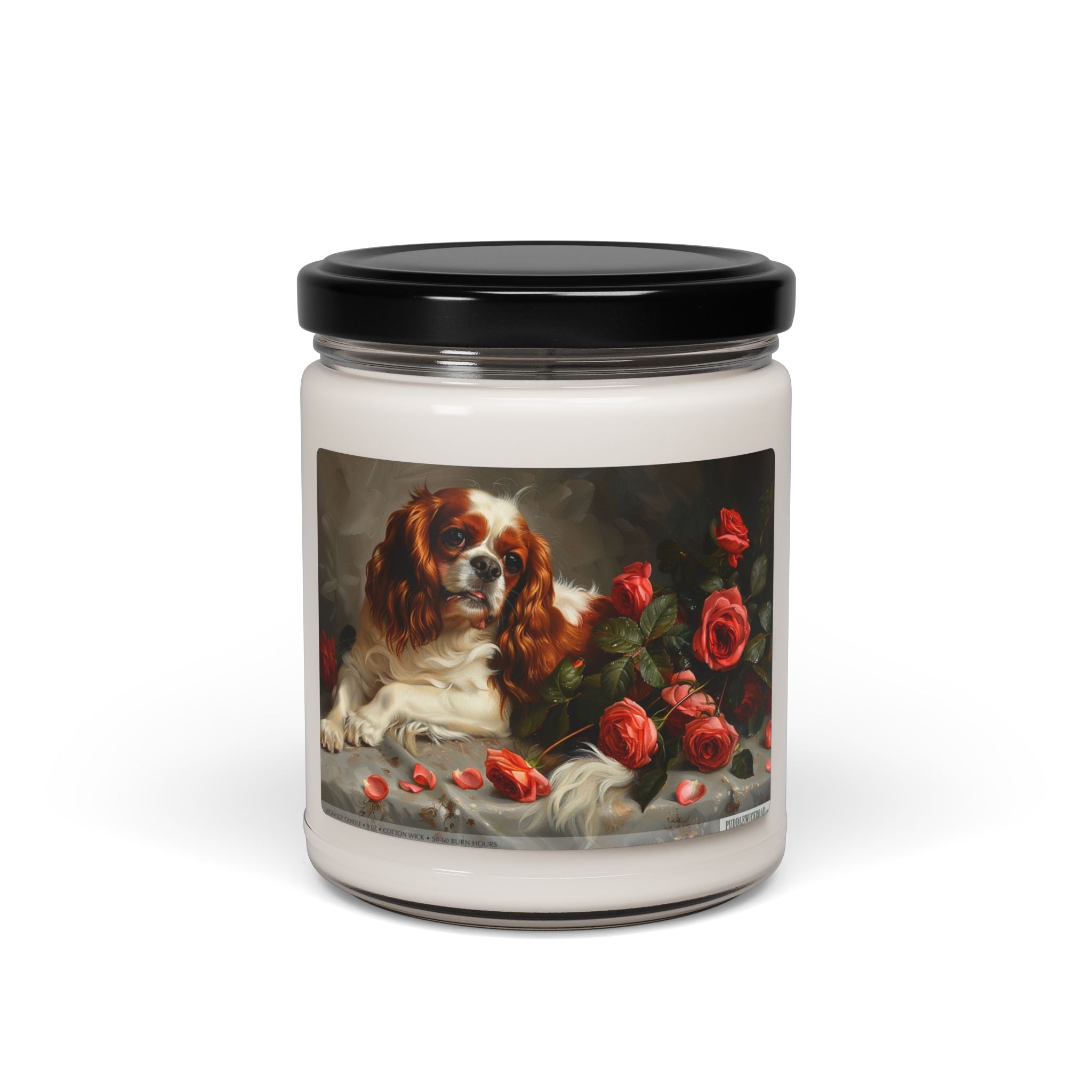 Elegant Cavalier Candle - Rose Garden Tribute Gift for Dog Lovers - Darwin & Rose