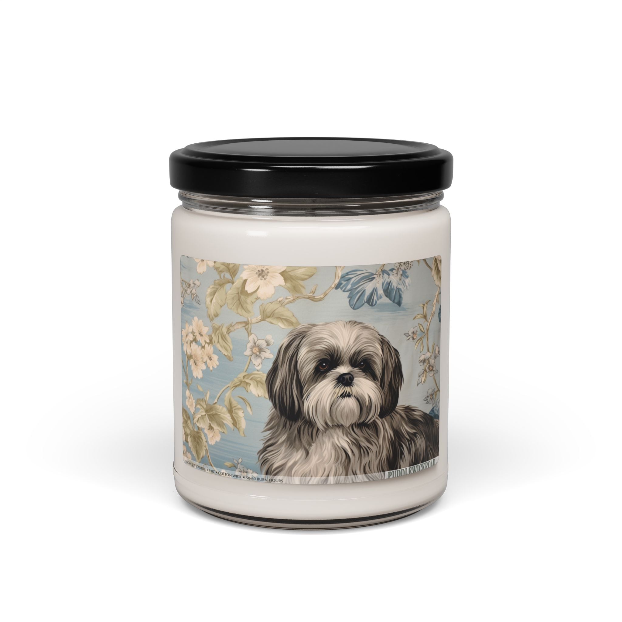 Shih Tzu Floral Art Candle - Cozy Pet Lover Gift - Darwin & Rose