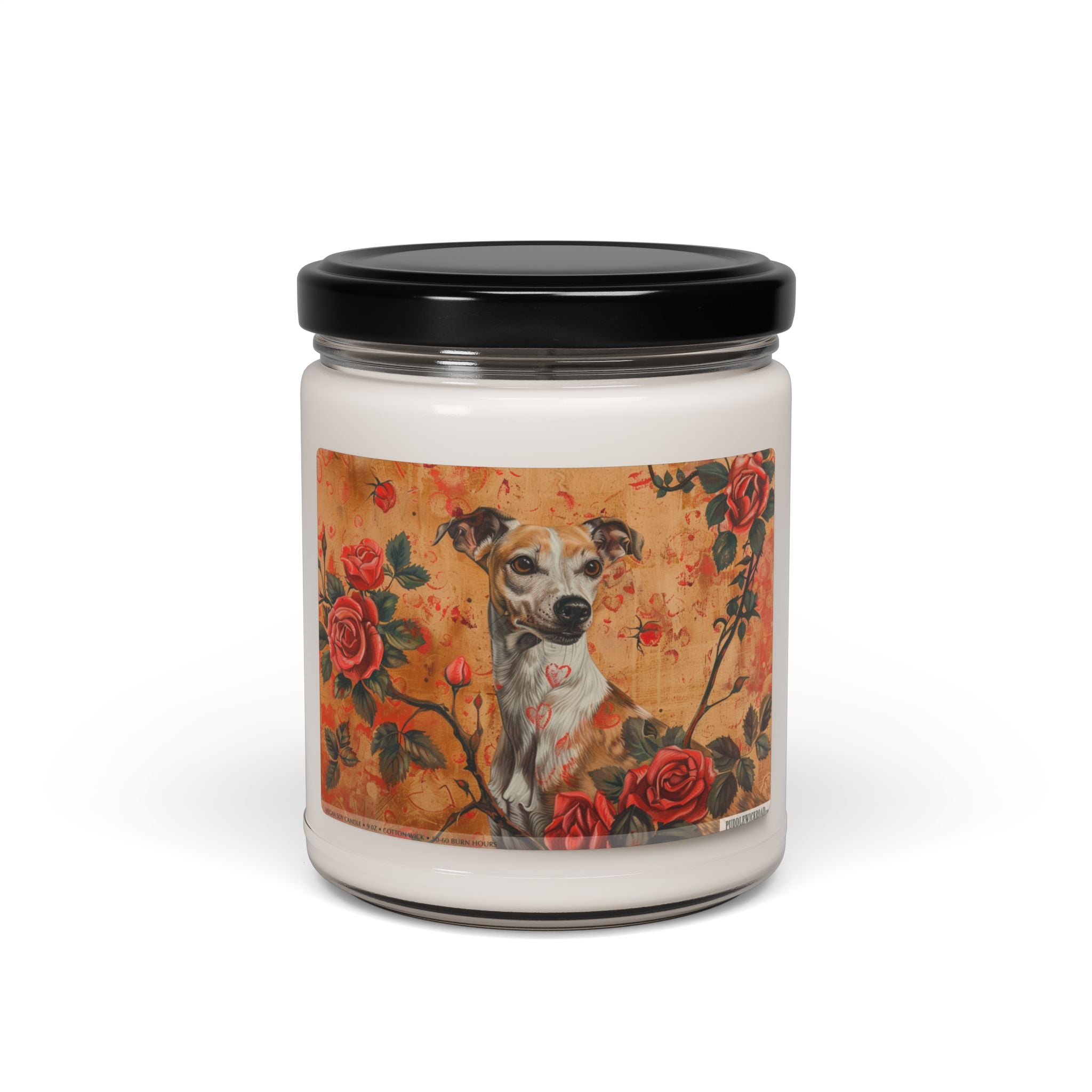 Whimsical Whippet Candle - Vintage Rose Soy Wax Gift - Darwin & Rose