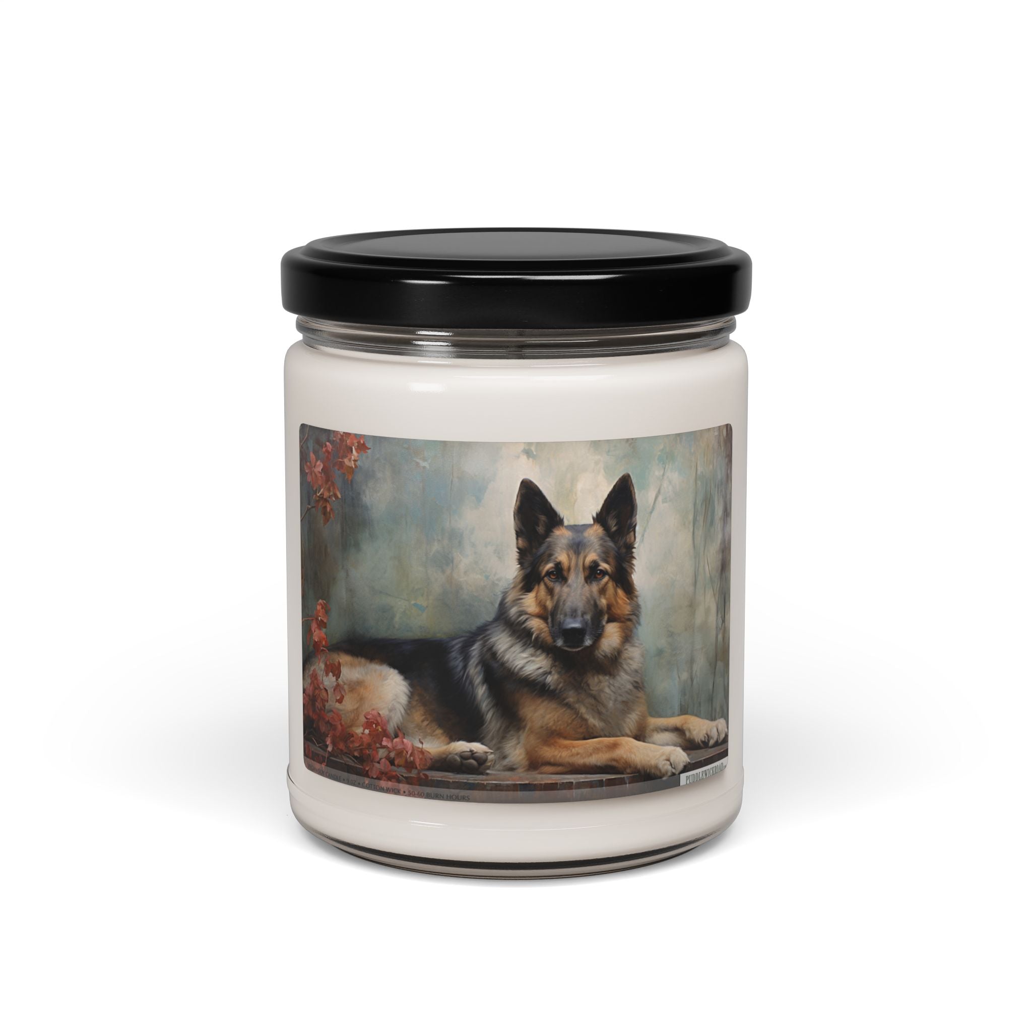 German Shepherd Tribute Candle - Vintage Art Soy Gift - Darwin & Rose