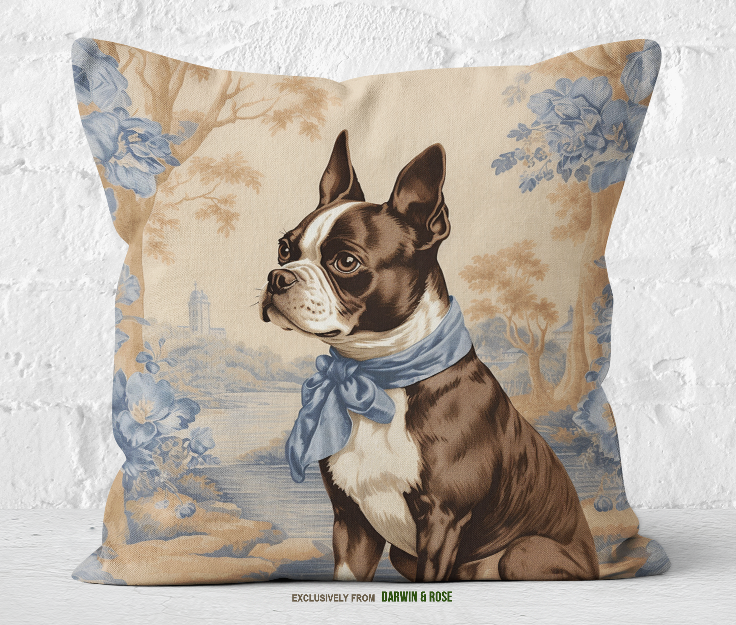 Boston Terrier Elegance: Vintage-Inspired Throw Pillow for Modern Decor
