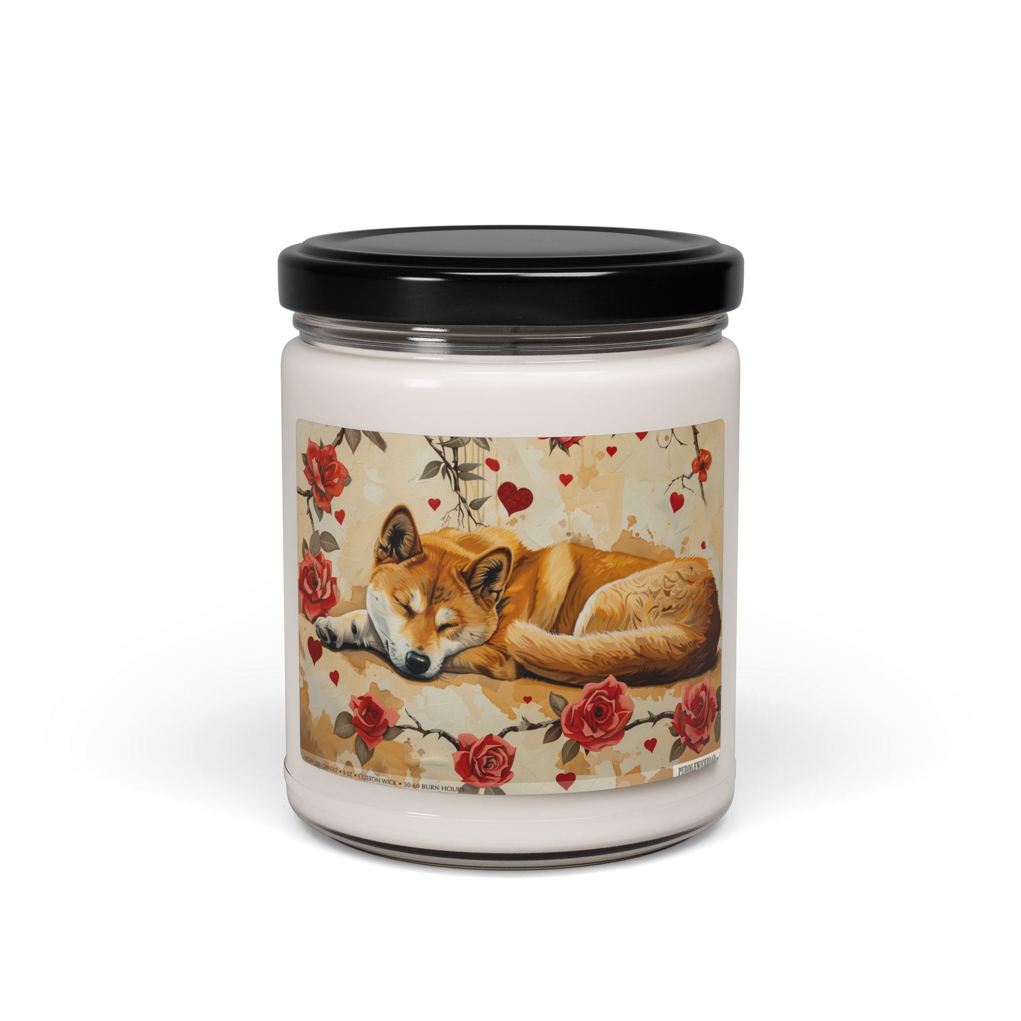 Shiba Inu Vintage Rose Candle - Pet Lover Memorial Gift - Darwin & Rose