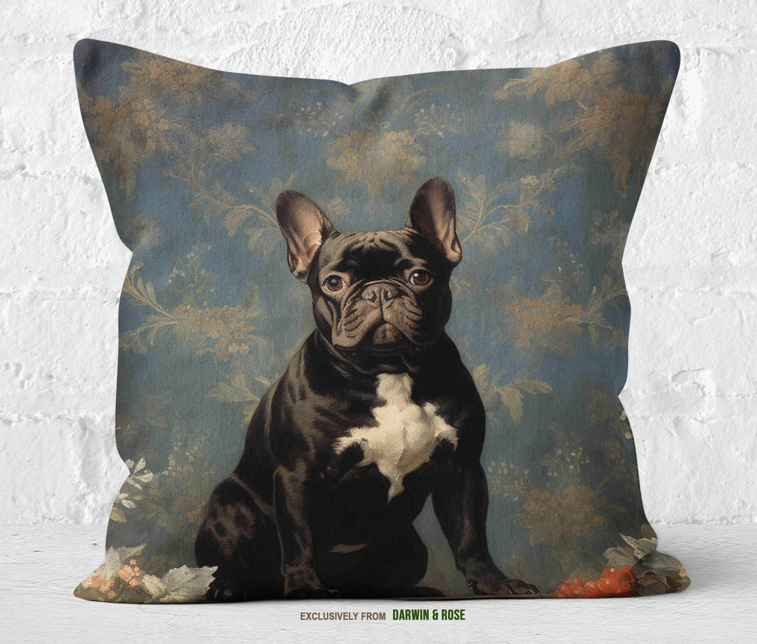 French Bulldog Vintage Charm Throw Pillow