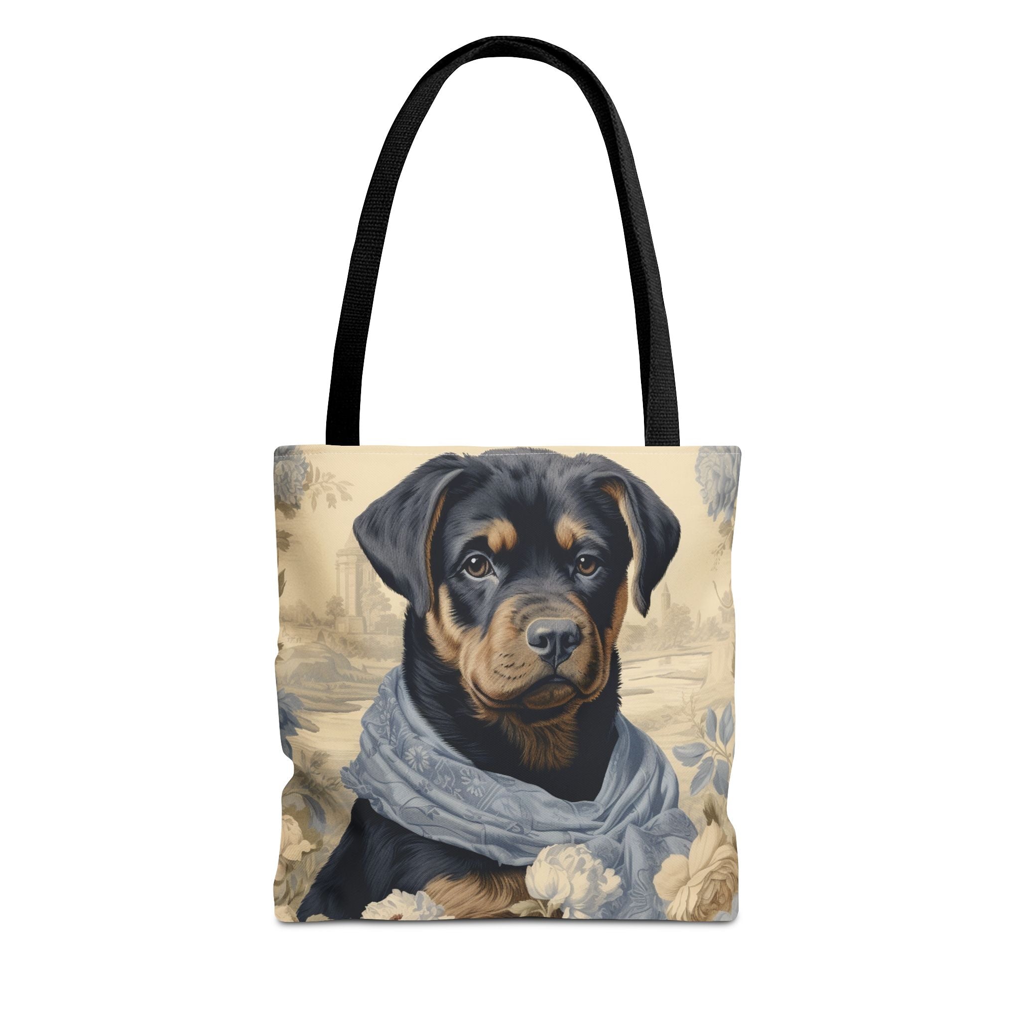 Rottweiler Elegance Tote Bag with Floral and Vintage Charm - Darwin & Rose