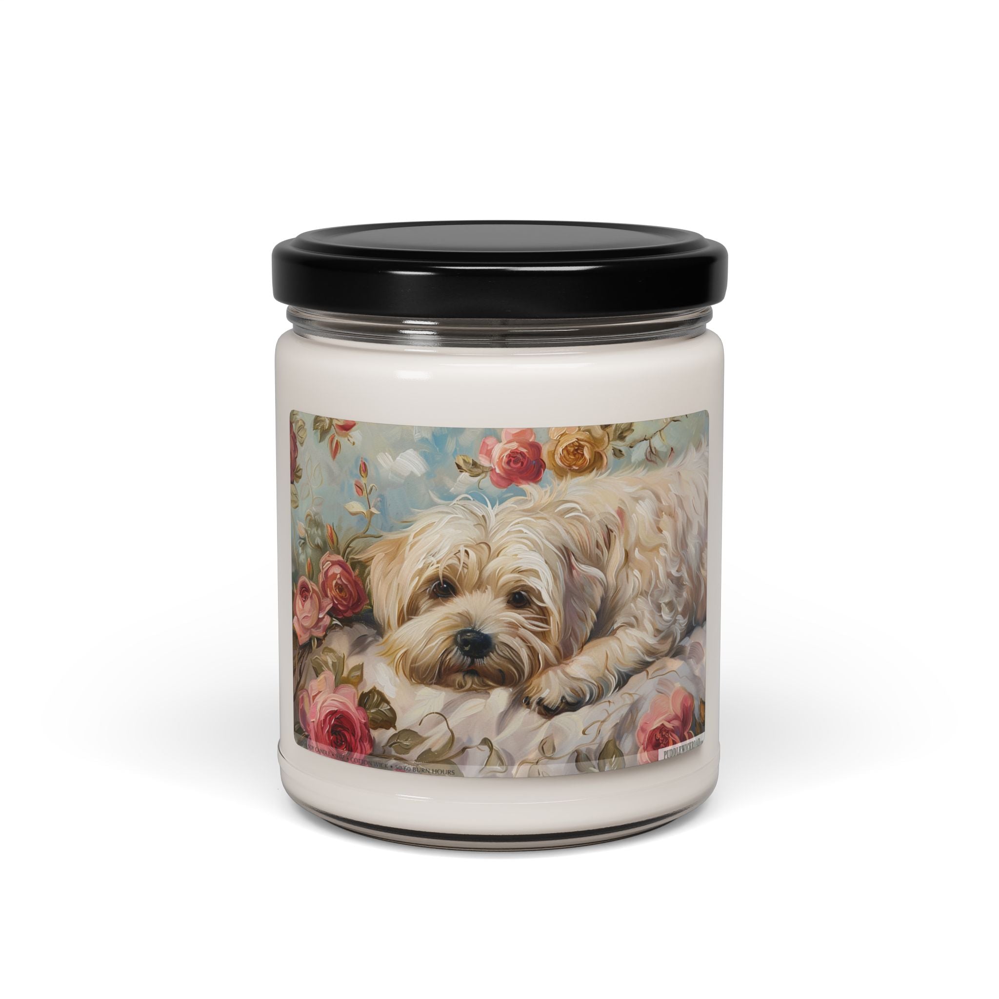 Maltese Bliss Soy Candle - Adorable Dog Lover Gift, Vintage Florals - Darwin & Rose