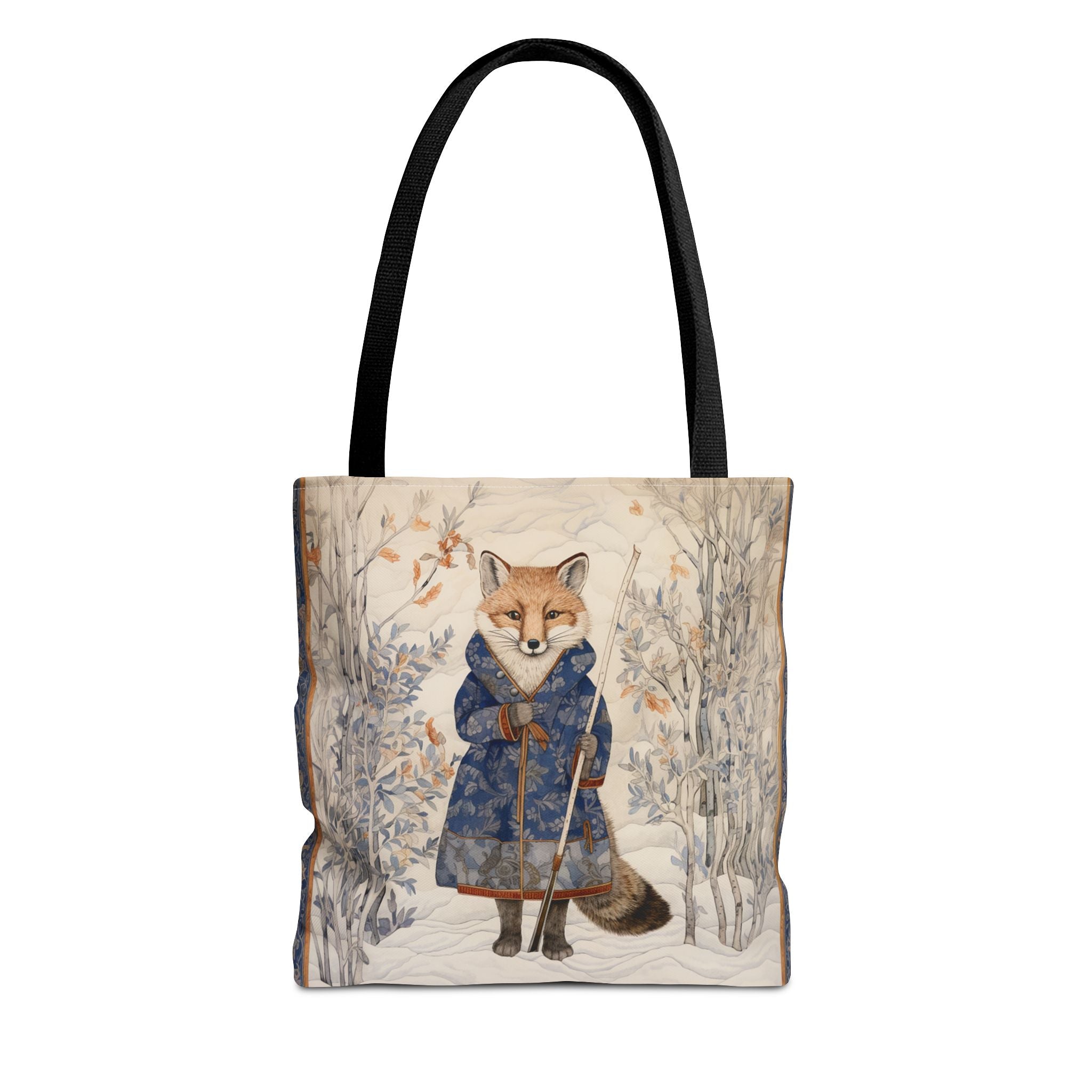 Winter Fox Meadow Tote Bag, Elegant Eco-Friendly Canvas for Nature Lovers - Darwin & Rose