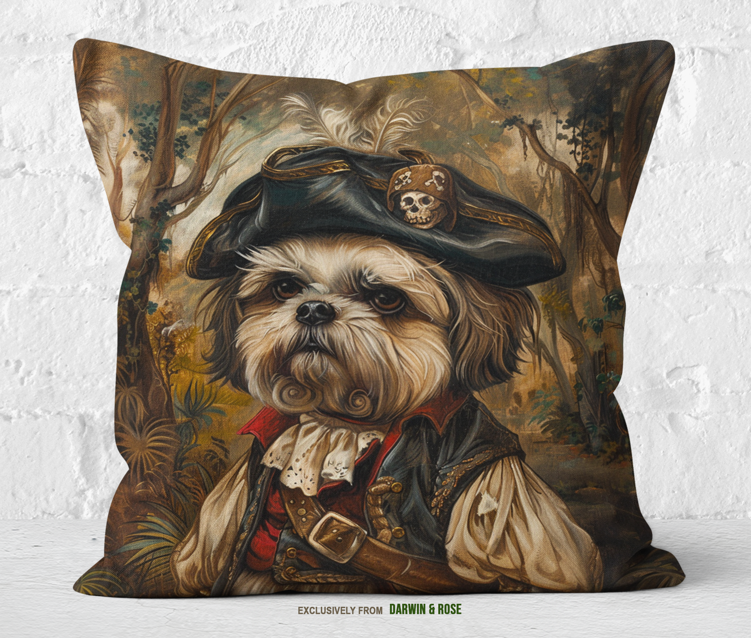 Shih Tzu Pirate Adventure Throw Pillow – Vintage Boho Style