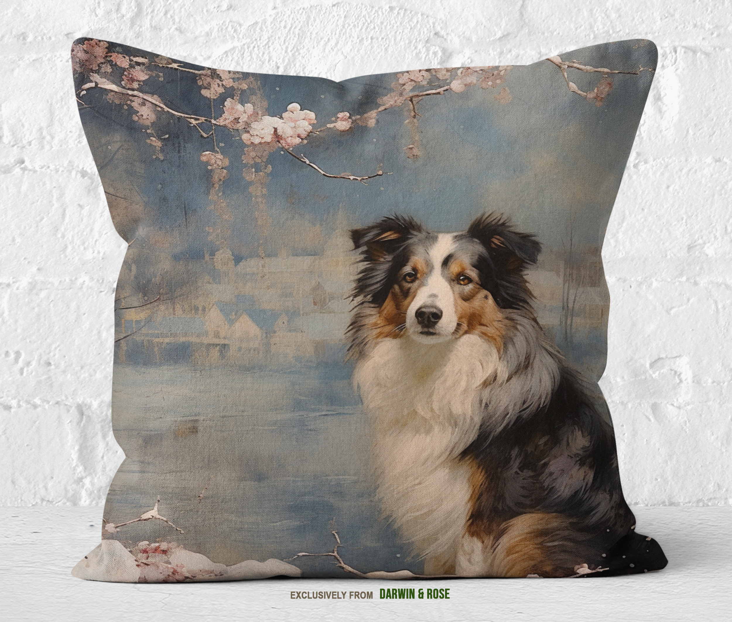 Winter Wonderland Australian Shepherd Throw Pillow