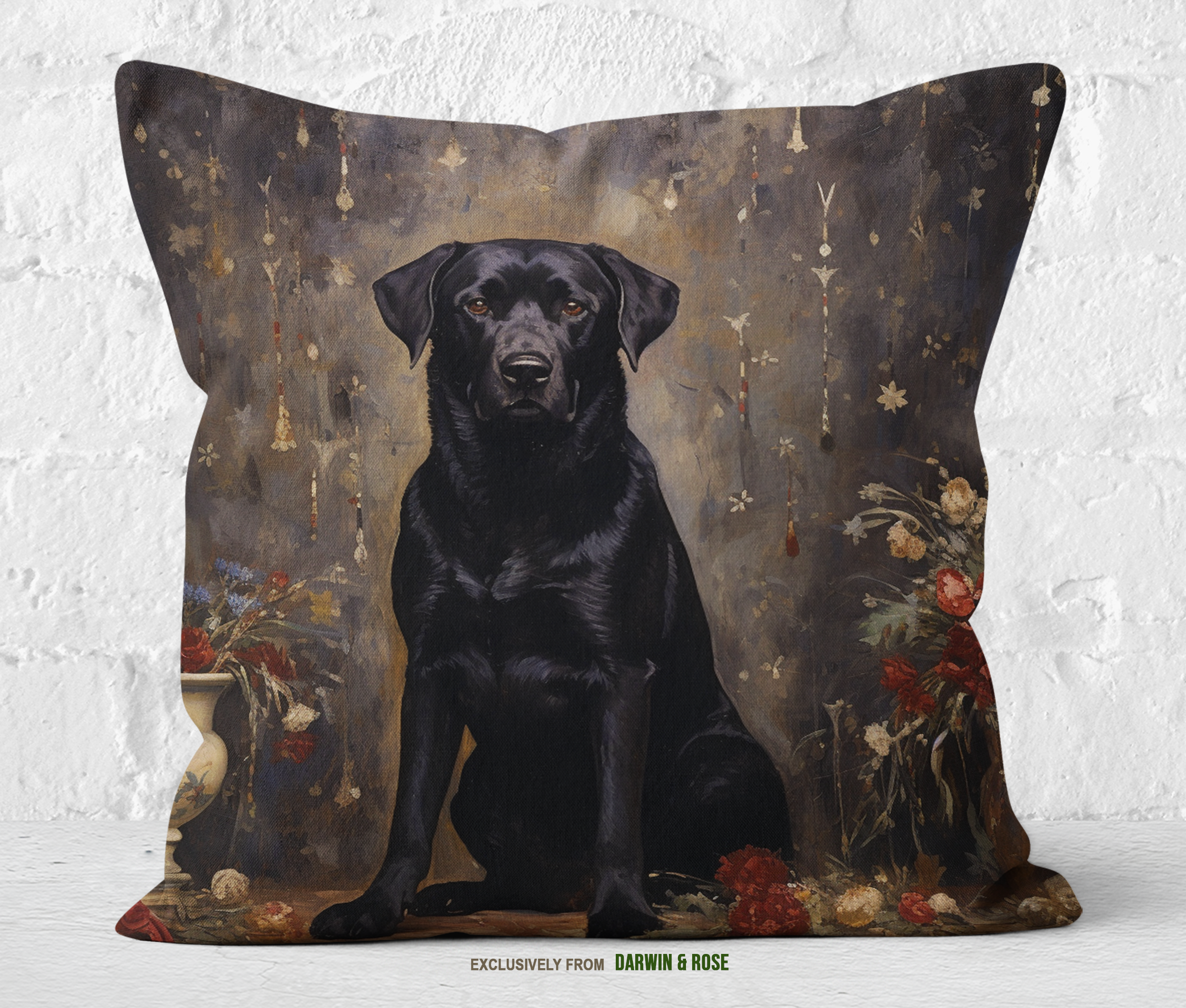 Majestic Black Labrador Retriever Art Throw Pillow – Elegant Modern Décor