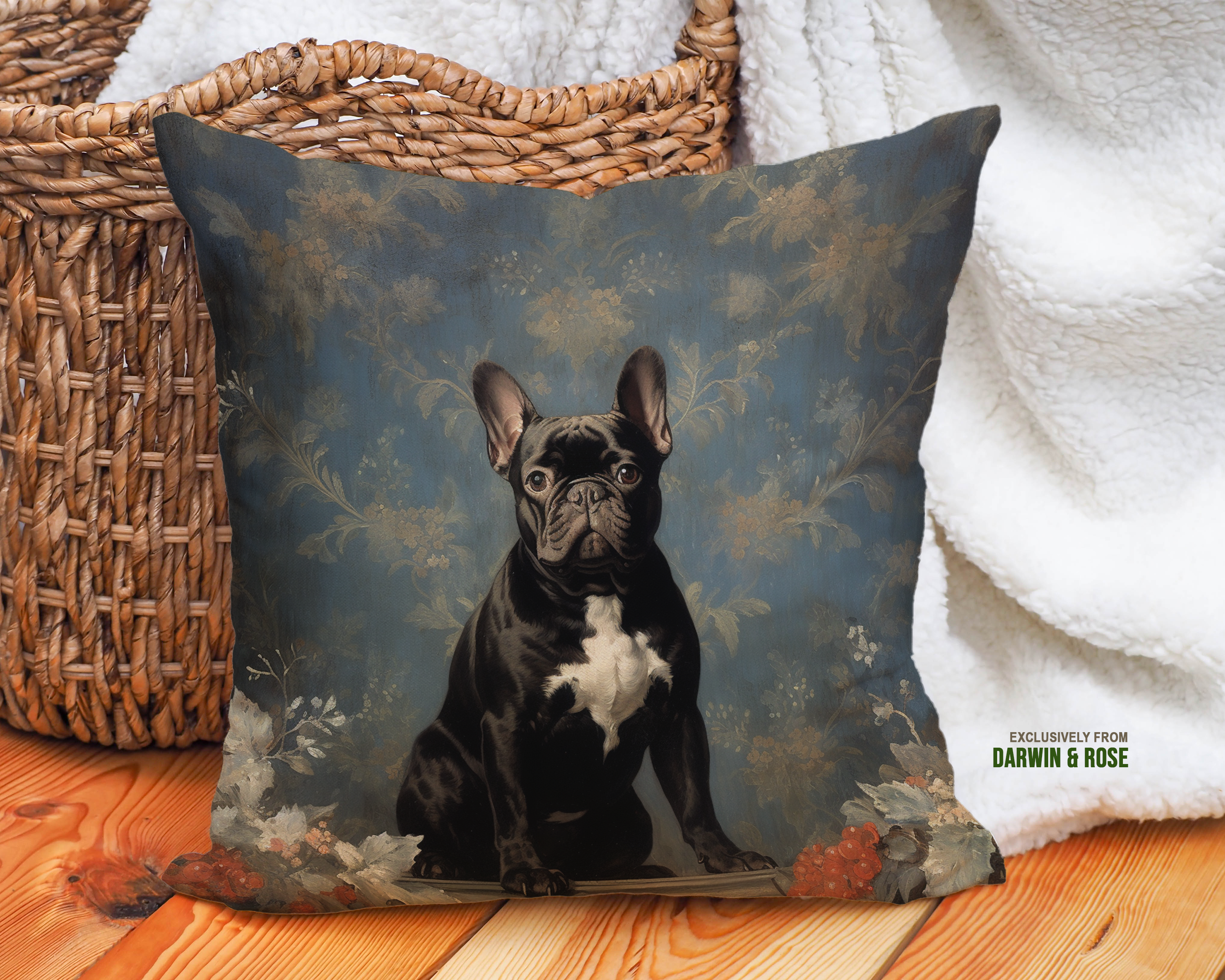 French Bulldog Vintage Charm Throw Pillow