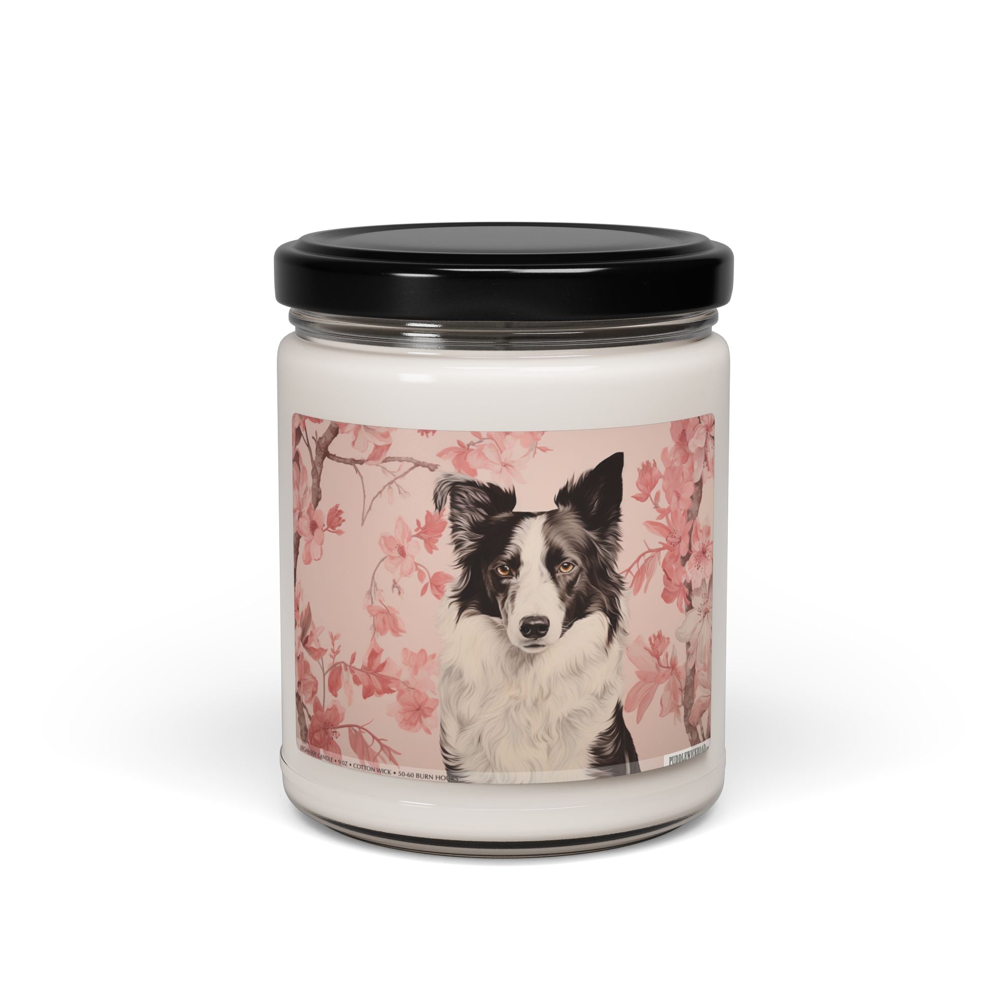 Border Collie Floral Candle - Soy Wax Pet Lover Gift - Darwin & Rose