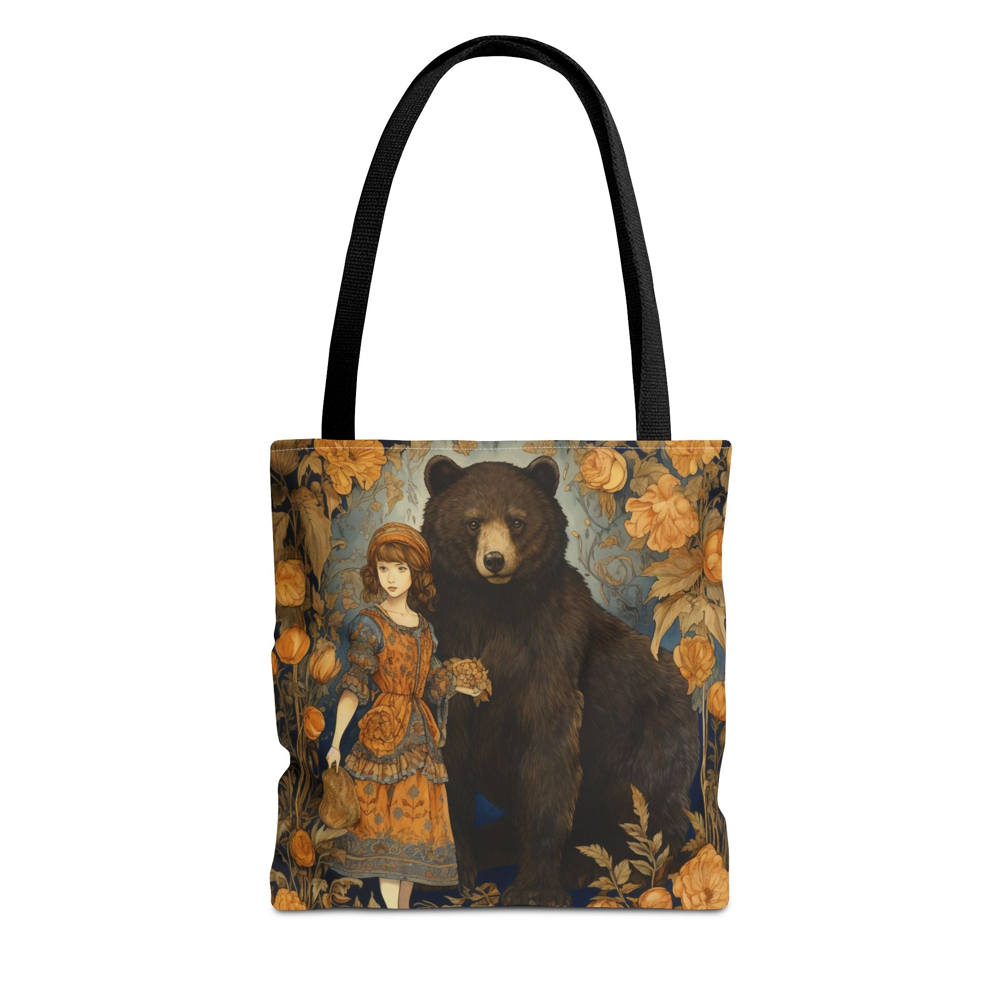 Fairytale Bear and Maiden Tote Bag, Vintage Floral Art Eco Tote - Darwin & Rose