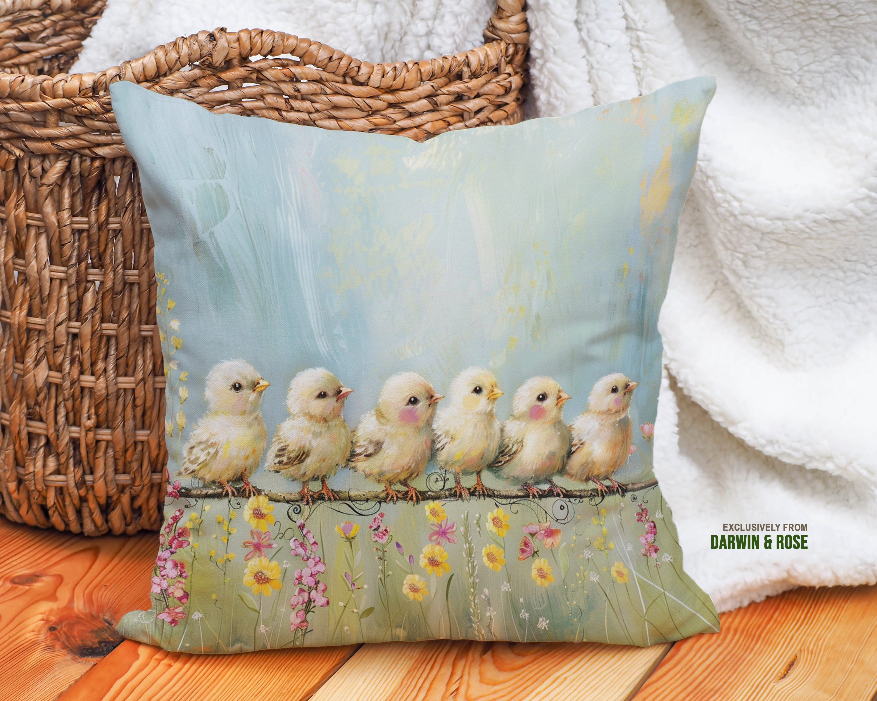 Chickling Bliss Easter Throw Pillow – Whimsical Farmhouse Décor