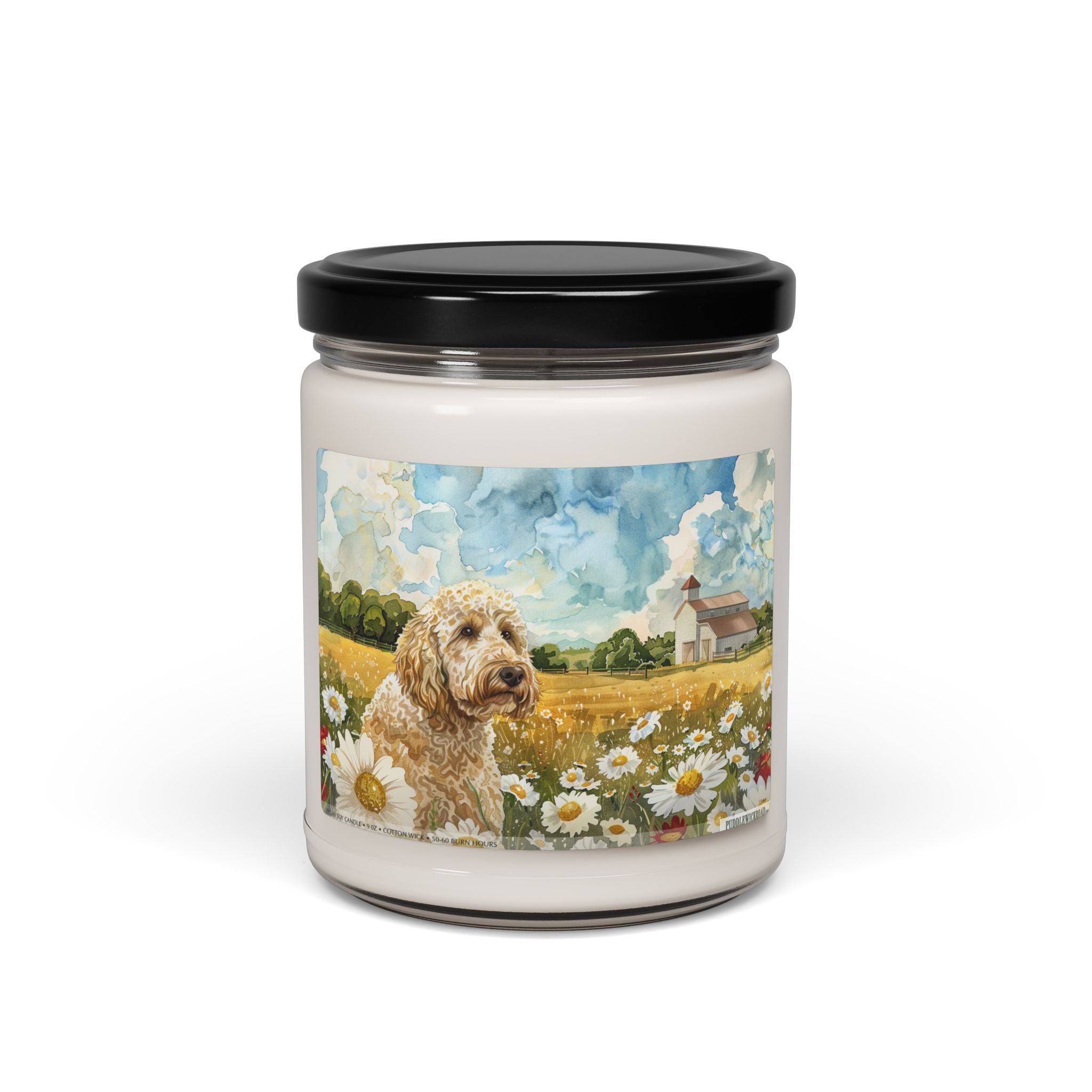 Goldendoodle Farm Fields Soy Candle - Pet Lover's Gift - Darwin & Rose