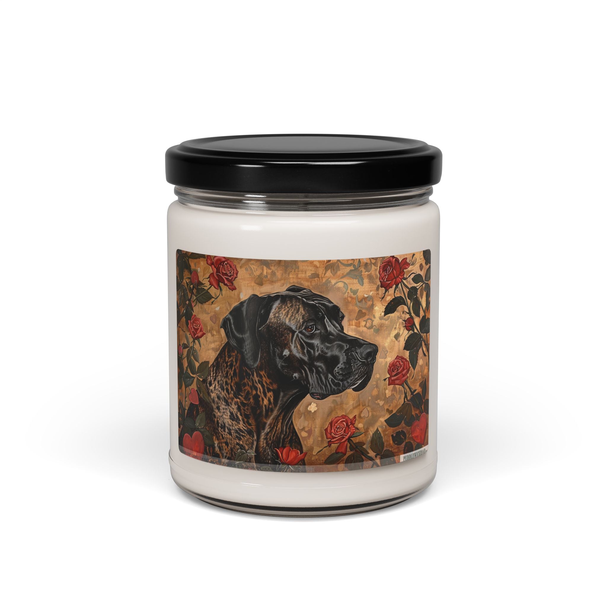Regal Great Dane Candle - Vintage Dog Lover Gift with Roses - Darwin & Rose