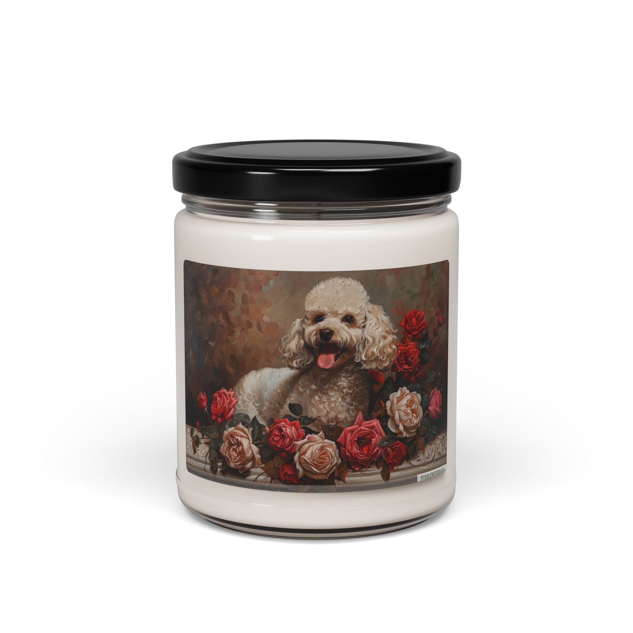 Elegant Poodle Soy Candle - Pet Lover Gift with Vintage Floral Art - Darwin & Rose